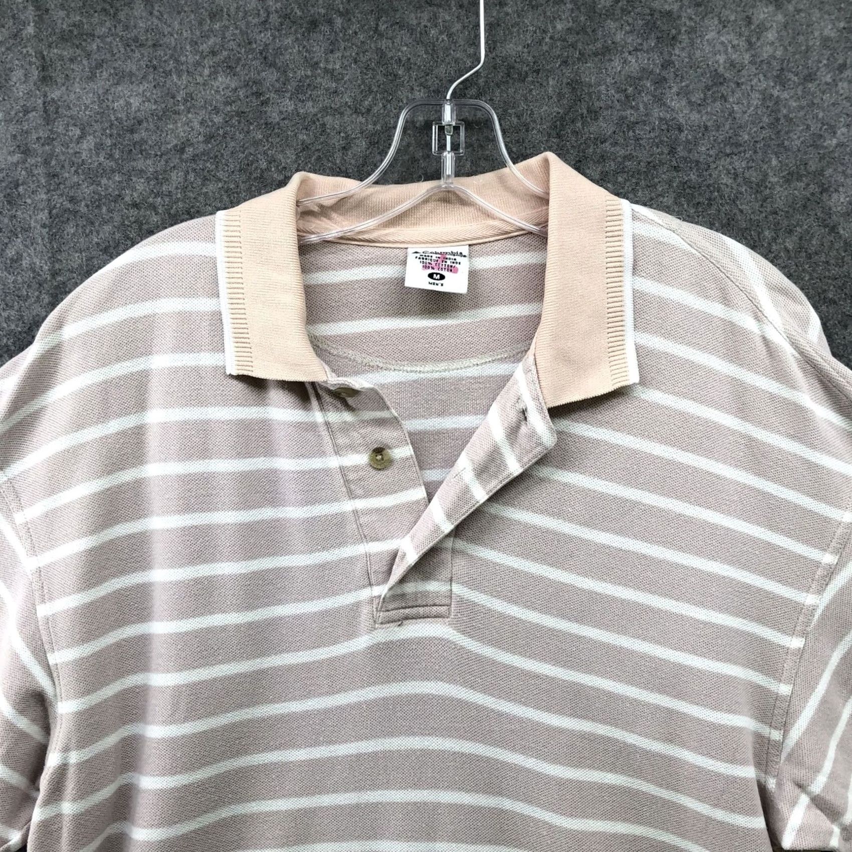 Vintage VINTAGE Columbia Polo Shirt Mens M Beige Peach Striped Short Sleeve Cotton N/A Size US M / EU 48-50 / 2 - 3 Thumbnail