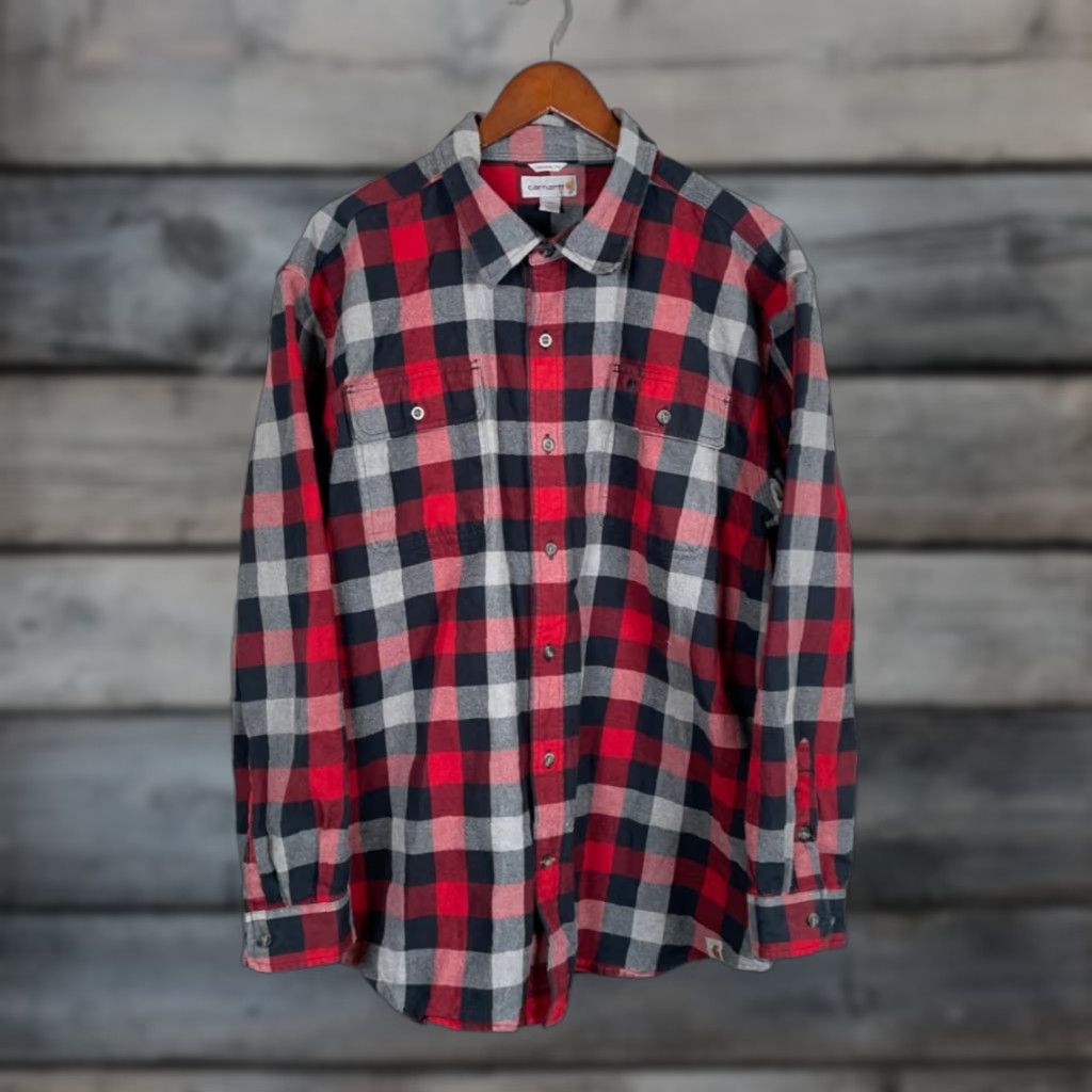 Carhartt Carhartt Flannel Shirt Adult 2XL Red Black Plaid Heavyweight Original Fit Workwear Mens Size US XXL / EU 58 / 5 - 1 Thumbnail