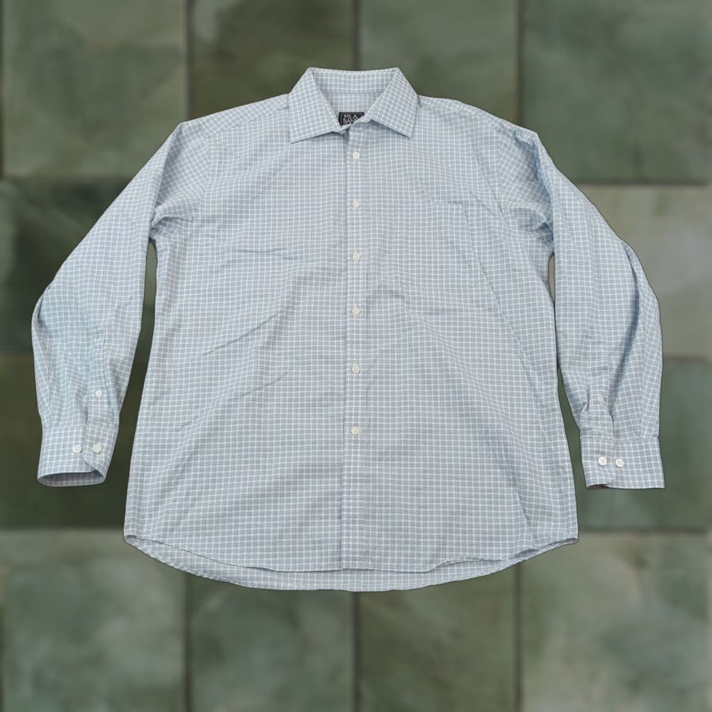 Jos. A. Bank Jos A Bank Button-Up Shirt Men’s Medium Blue White Green Plaid Long Sleeve Traveler Size US M / EU 48-50 / 2 - 1 Thumbnail