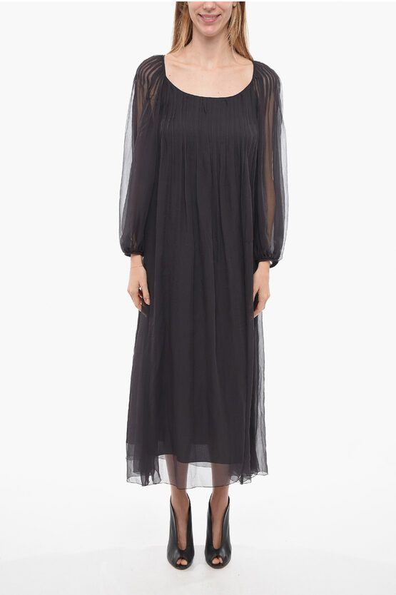 image of Chloe Silk Chiffon Maxidress in Black, Women's (Size Medium)