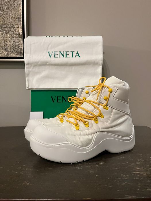 image of Bottega Veneta Q.1 / Puddle Bomber Boots In String / Egg Yolk, Men's (Size 12)