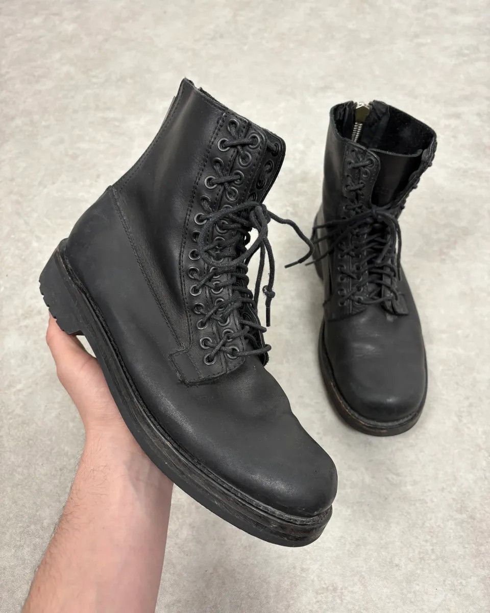 Diesel Diesel Black Multilaced Combat Leather Boots Size US 8 / EU 41 - 1 Thumbnail