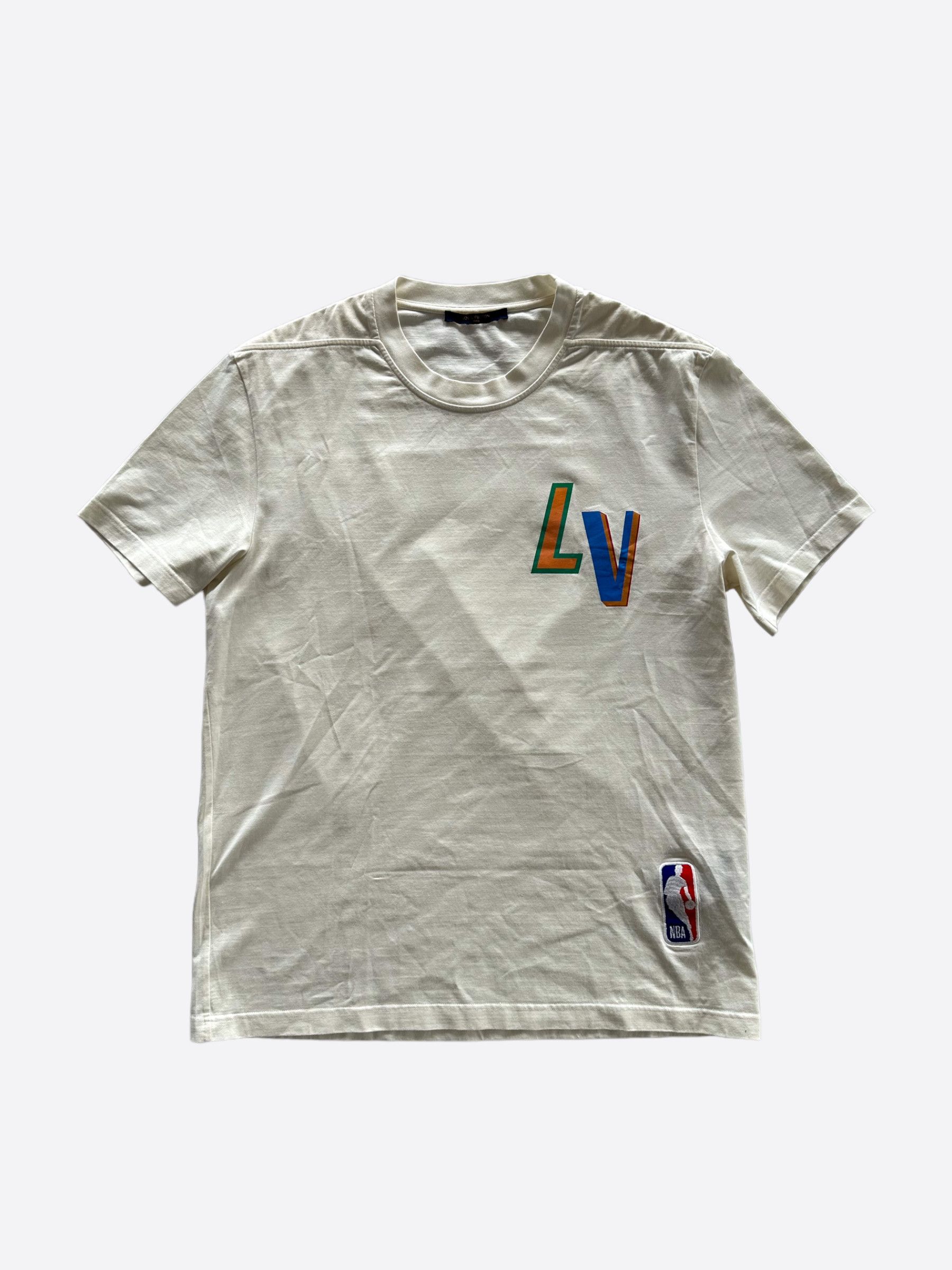 Louis Vuitton 100% Cotton T-shirt Blue Black NBA Virgil Abloh Size