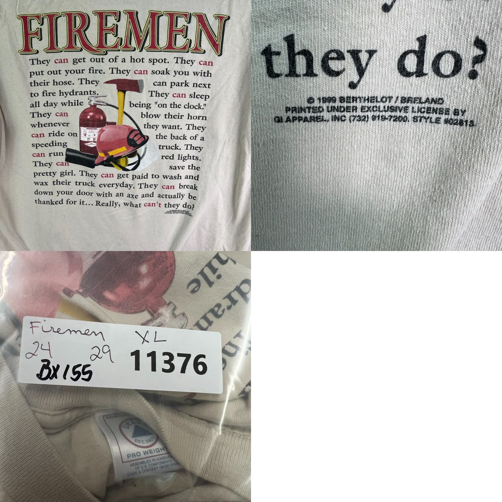 Delta VINTAGE Delta Pro Weight T-Shirt Men XL Gray Spider-Man Firemen What Can’t They Do? 90s Theme Size US XL / EU 56 / 4 - 8 Thumbnail