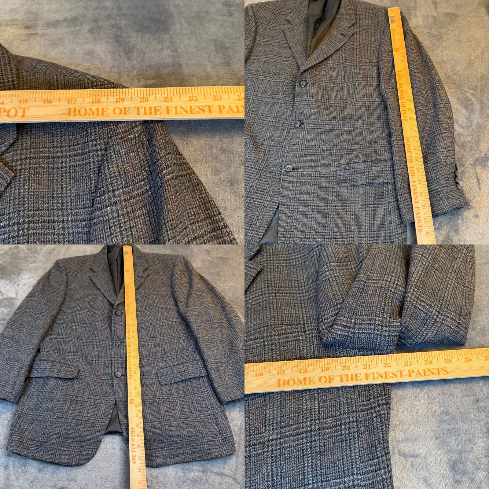 Jones New York VINTAGE Jones New York Marshall Fields Mens 41R Grey Plaid 3-Button Blazer Sport Coat Size 42R - 8 Thumbnail