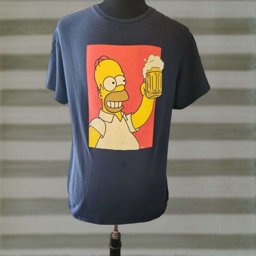 Vintage The Simpsons Homer Simpson Beer Tee Shirt L Blue Cotton Graphic Print Mens T-Shirt 20th Century Fox Beer Cartoon Size US L / EU 52-54 / 3 - 1 Thumbnail