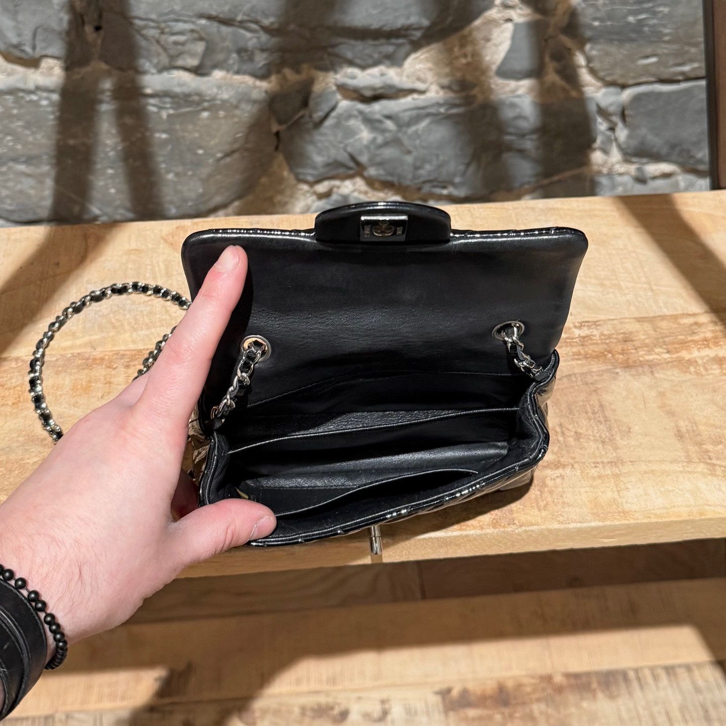 Chanel Chanel Extra Mini Patent Chevron CC Classic Single Flap Bag Size ONE SIZE - 9 Thumbnail