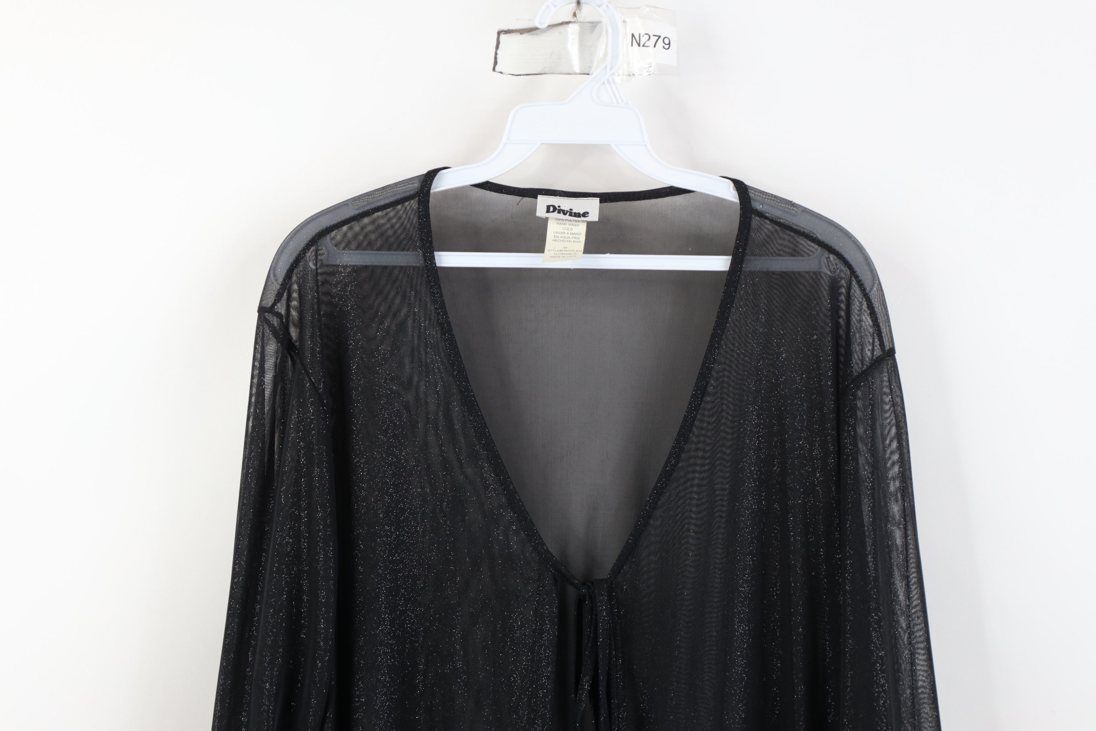 Vintage Vintage 90s Streetwear Babydoll Sheer Metallic Robe Size 3XL / US 20-22 - 2 Thumbnail