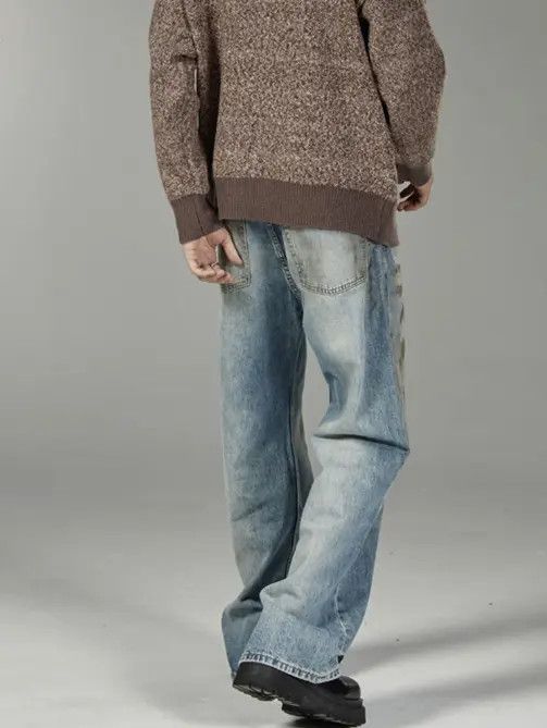 Japanese Brand VIBE American retro loose wide-leg straight distressed jeans Size US 32 / EU 48 - 4 Thumbnail