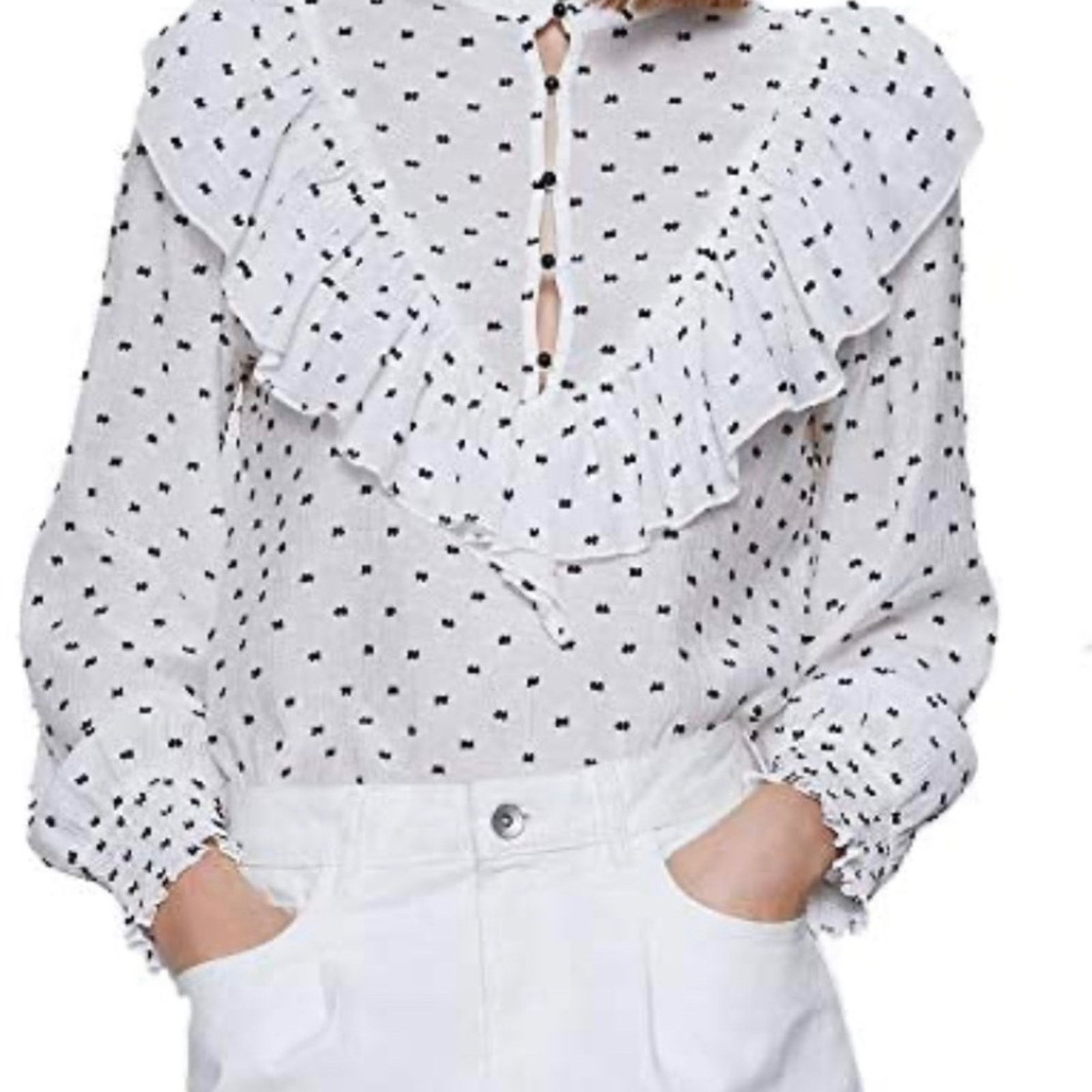Zara Zara Swiss dot blouse BLOGGERS FAVORITE size XS Size XS / US 0-2 / IT 36-38 - 1 Thumbnail