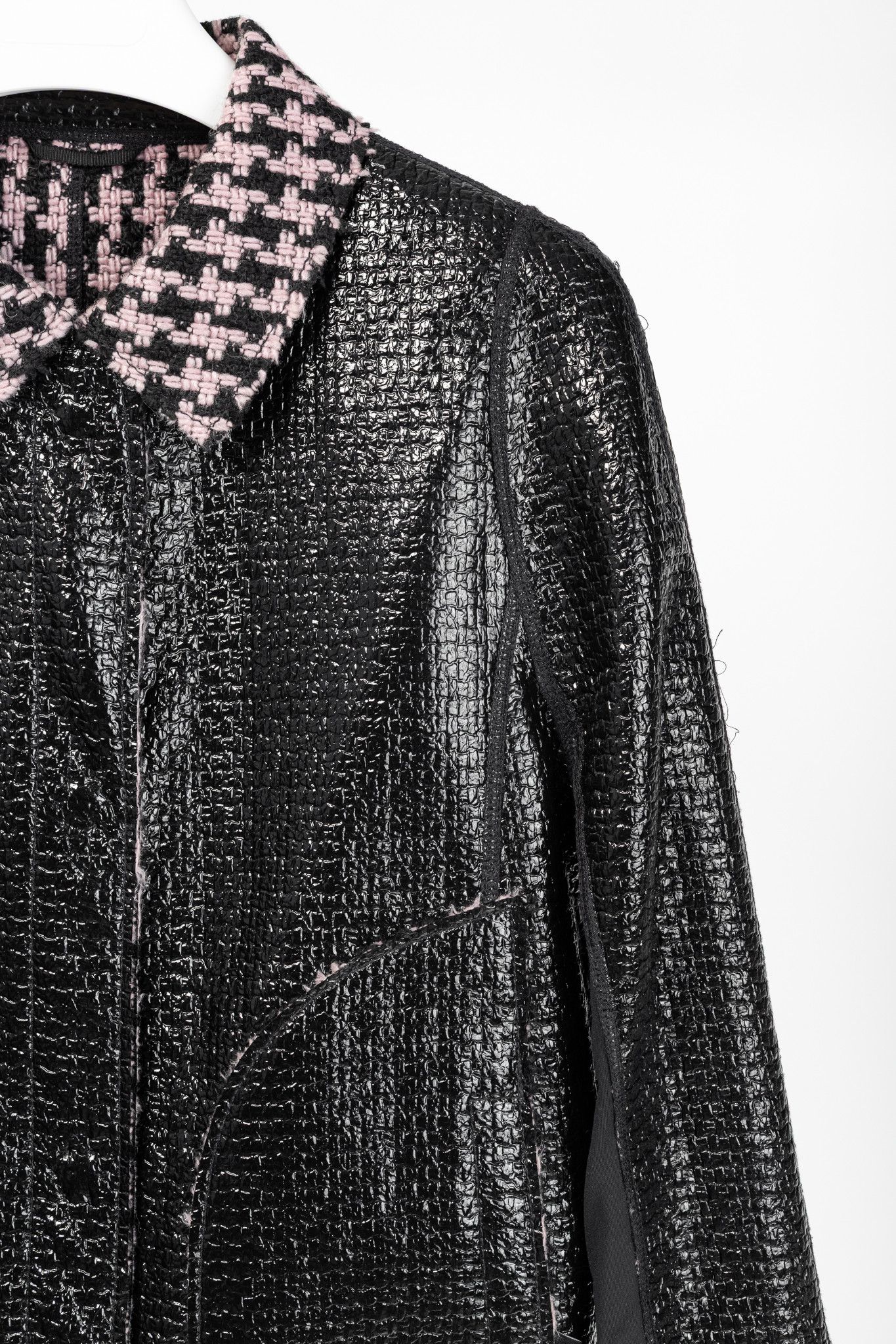 Other Marc Cain Reversible Houndstooth Tweed & Faux-Leather Jacket Size L / US 10 / IT 46 - 8 Thumbnail