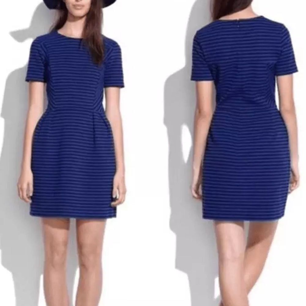 Madewell Madewell Gallerist Blue & Black Stripe Ponte Dress Sz 2 Size XS / US 0-2 / IT 36-38 - 3 Thumbnail
