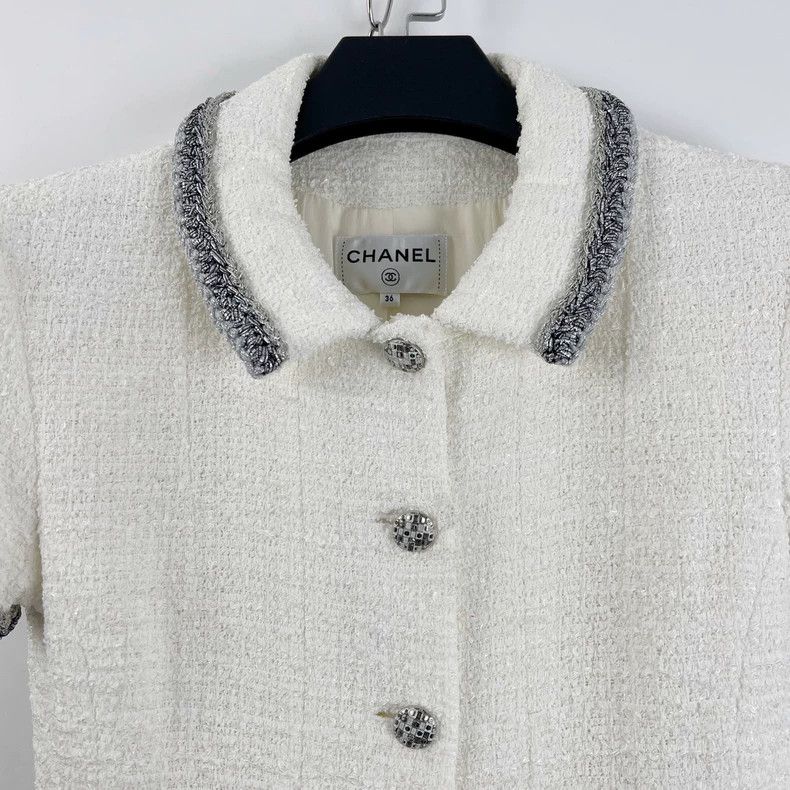 Chanel Chanel Rooftop series white silver thread braided dress Size XS / US 0-2 / IT 36-38 - 4 Thumbnail
