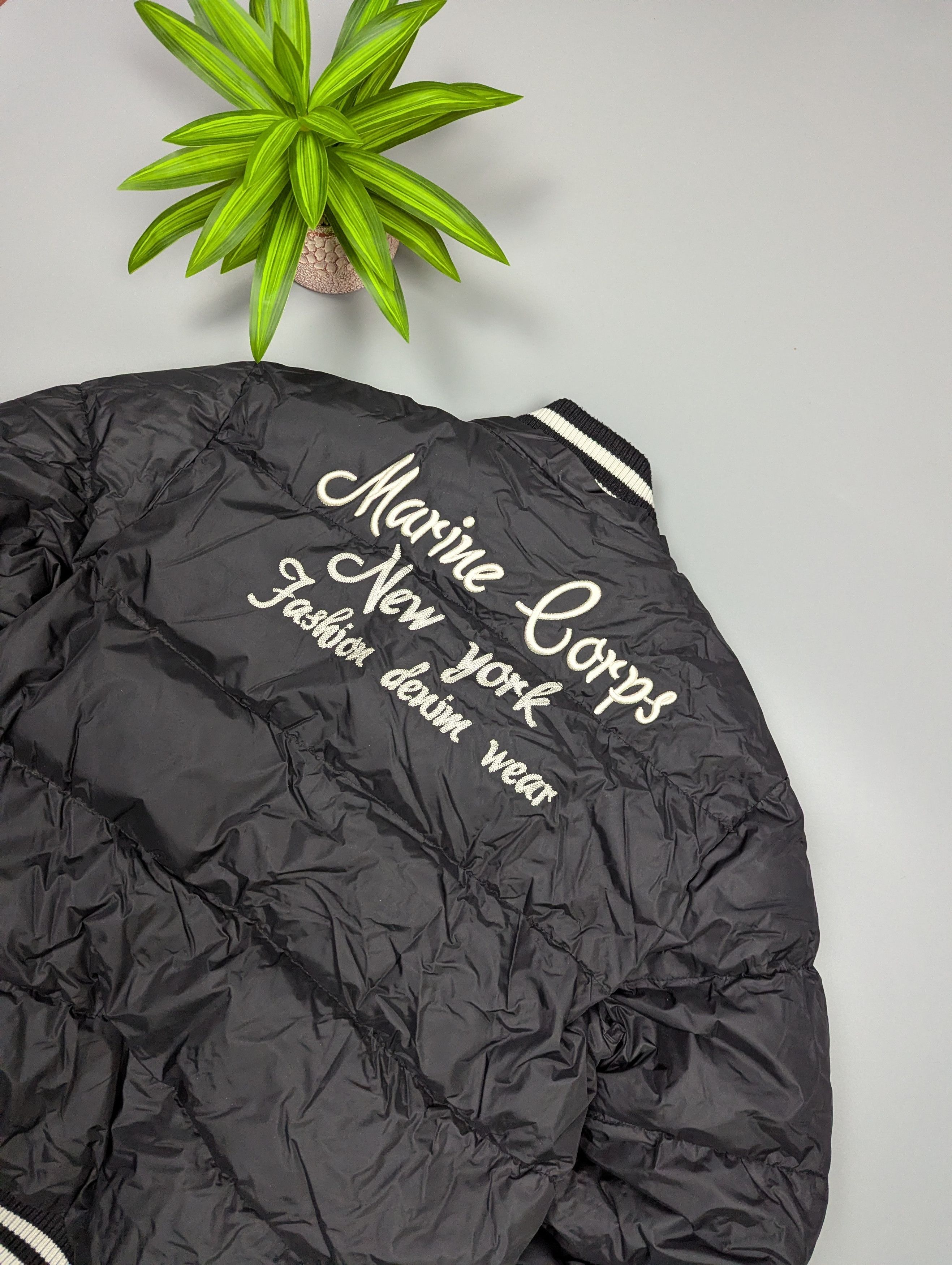 Vintage 90s Marine Corps Varsity Puffer Bomber Black Nylon Size US M / EU 48-50 / 2 - 18 Thumbnail