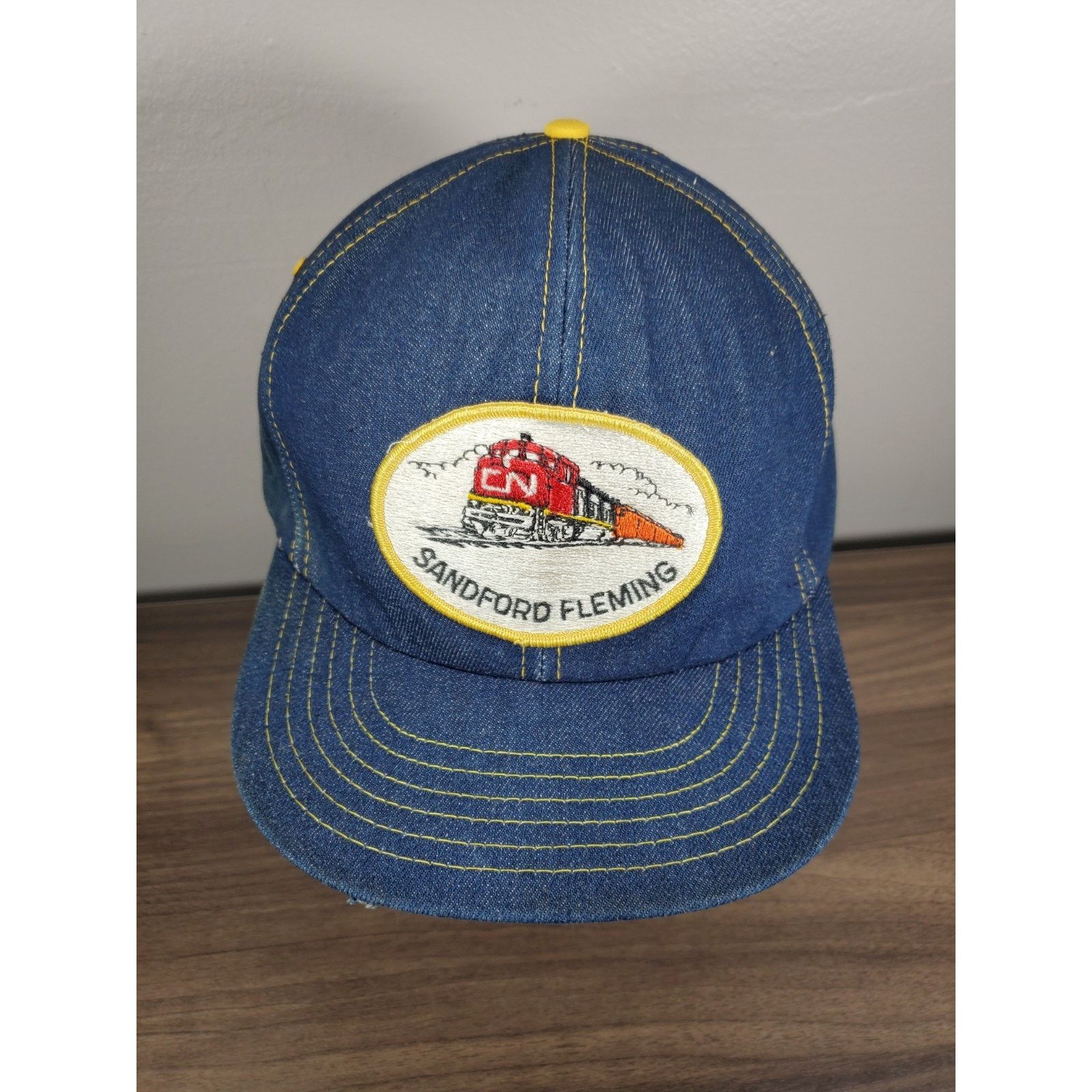 Vintage Sandford Fleming Denim Trucker Hat Snapback Cap Canada Train Size ONE SIZE - 4 Thumbnail