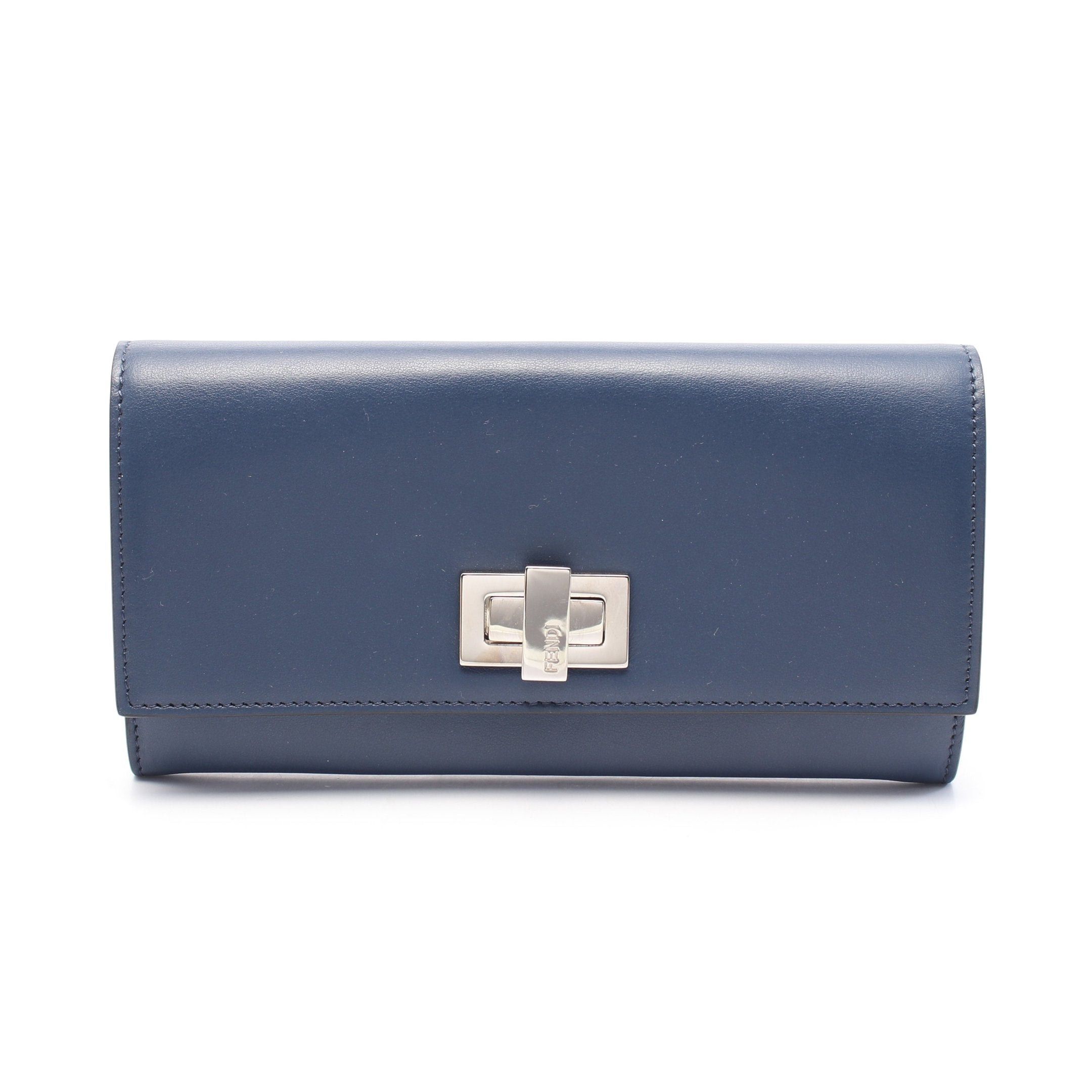 Fendi Fendi Peekaboo Bi-Fold Long Wallet Leather Dark Blue Size ONE SIZE - 1 Thumbnail