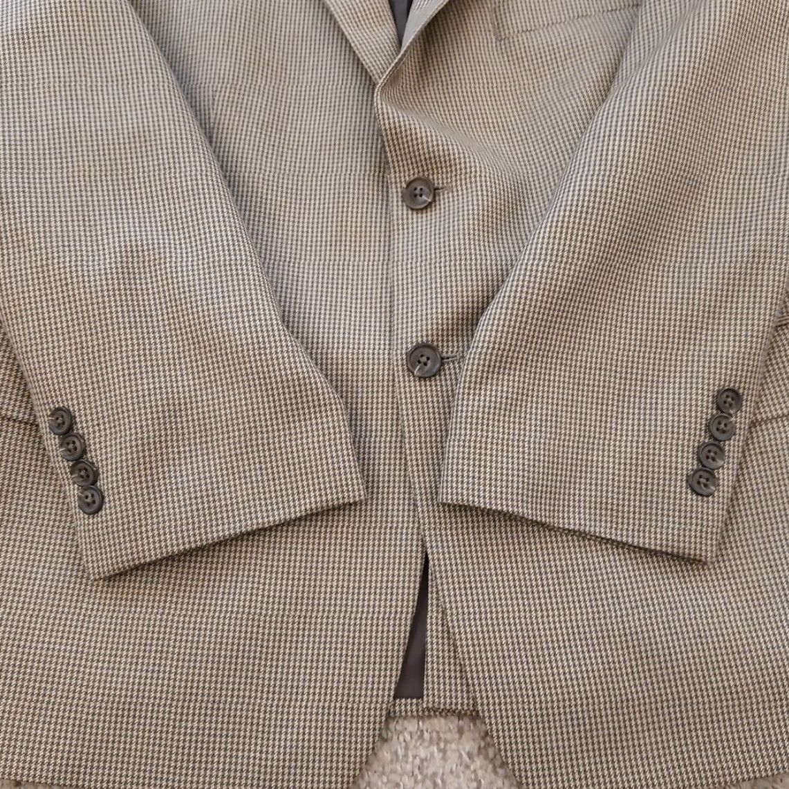 Stafford Stafford Blazer Mens 42 Short Classic Fit Beige Plaid Single-Breasted Two-Button Notch Lapel 2 Piece Jacket Coat Wardrobe Size US 42 / EU 58 - 4 Thumbnail