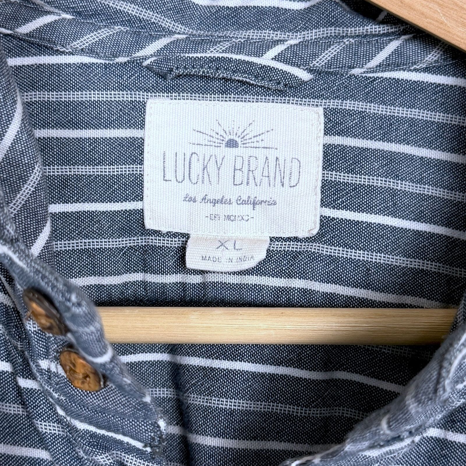 Lucky Brand Lucky Brand XL Striped Linen Blend Hooded Button-Up Shirt Size US XL / EU 56 / 4 - 4 Thumbnail