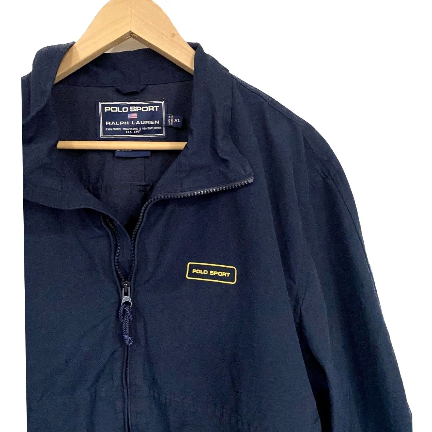 Ralph Lauren VINTAGE Polo Sport Ralph Lauren Jacket Windbreaker Full Zip XL Navy Blue Cotton Nylon Zip Pockets Mens Size US XL / EU 56 / 4 - 2 Thumbnail