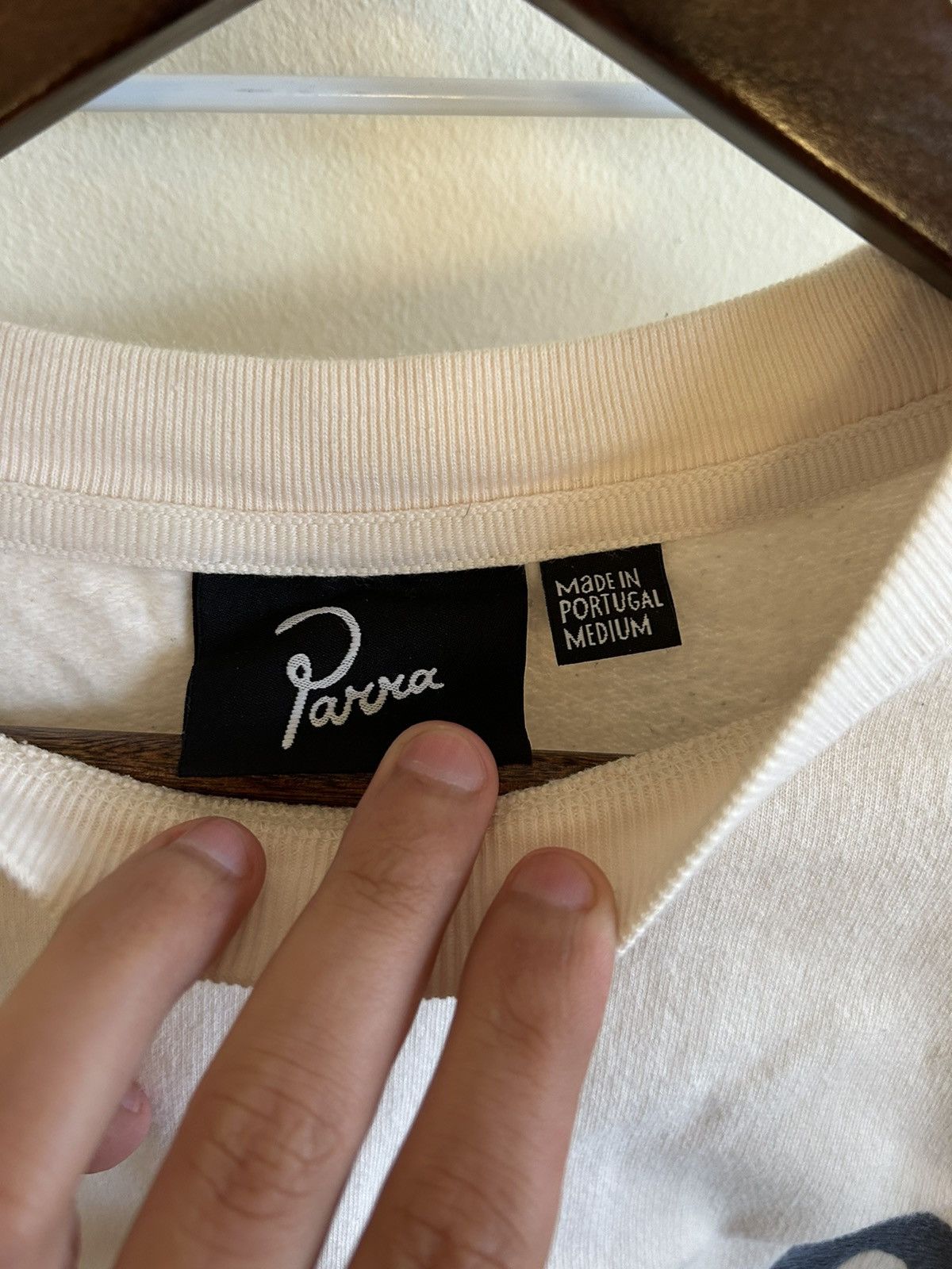By Parra × Parra Parra crewneck sweat shirt off white fun artistic details Size US M / EU 48-50 / 2 - 4 Thumbnail