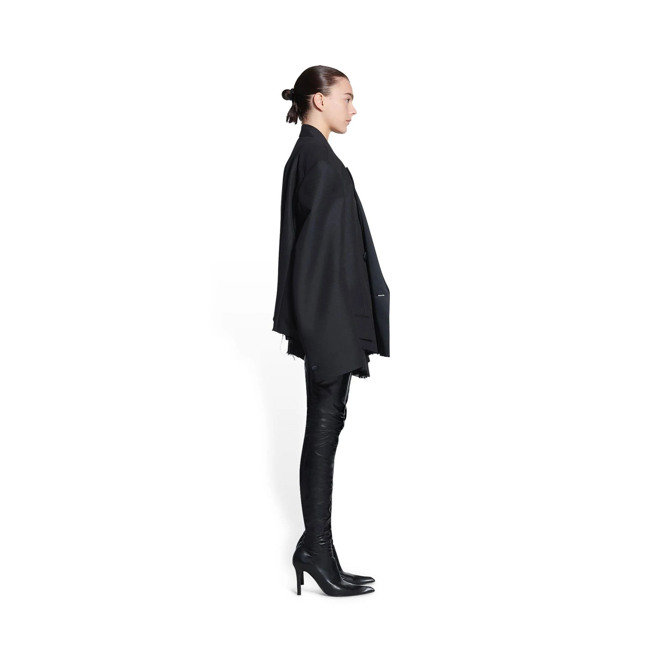 Balenciaga o1in1g1024 Dup / Cropped Tuxedo Blazer in Black Size XS / US 0-2 / IT 36-38 - 7 Thumbnail