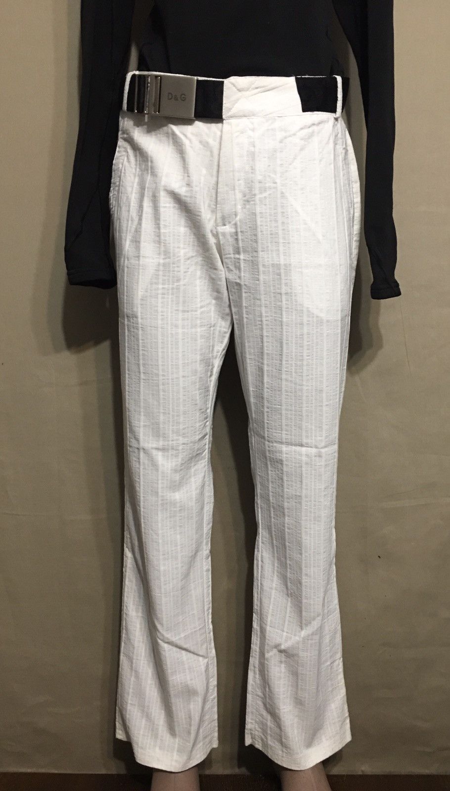 Dolce & Gabbana Dolce & Gabbana Vintage White Stripped Cotton Pants Size 31 Size 31" - 1 Thumbnail