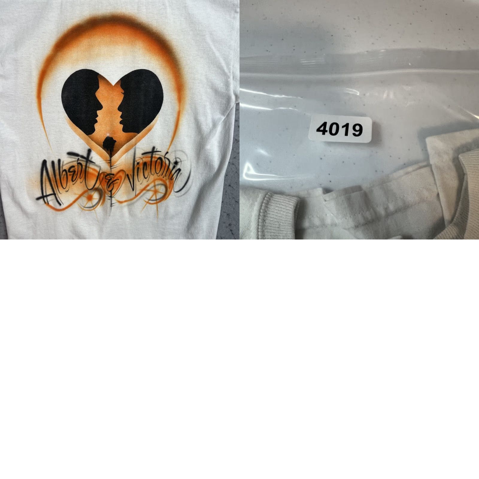 Hanes VINTAGE 1990s Hanes Cotton Blend Graphic Tee Short Sleeve Adult Men S White Love Heart Couple Airbrush T Shirt Size US S / EU 44-46 / 1 - 8 Thumbnail
