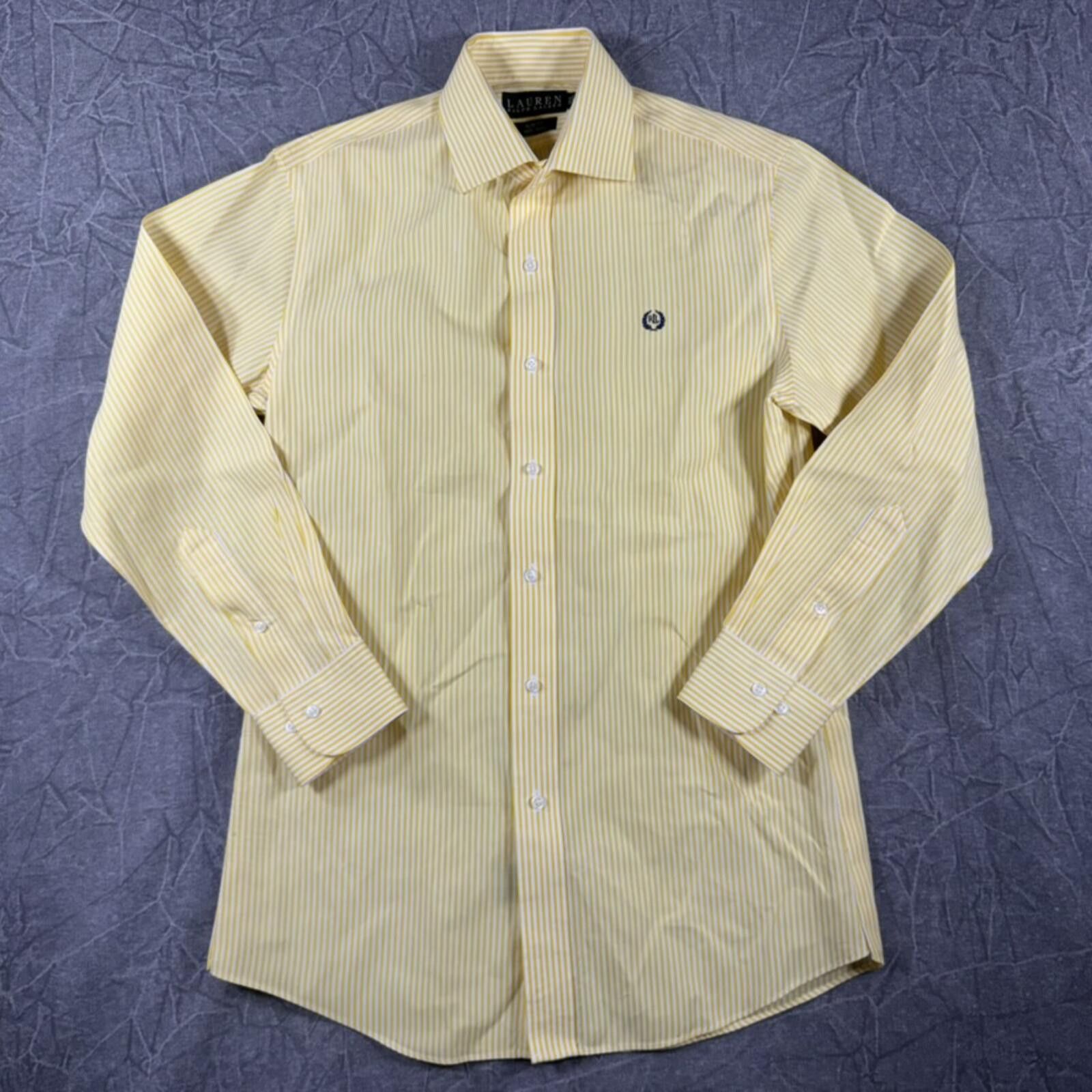 Lauren Ralph Lauren Ralph Lauren Shirt Men's 15 1/2 Yellow Slim Non Iron Stripe Size 38R - 2 Thumbnail