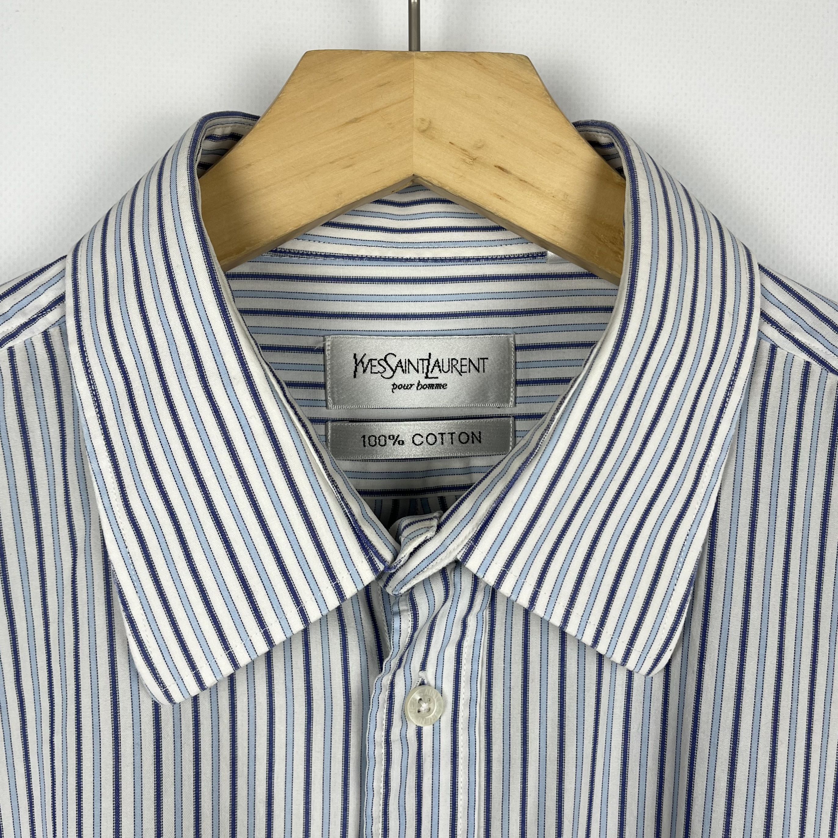 Yves Saint Laurent Yves Saint Laurent YSL Stripped Long Sleeve Button Up Shirt Size US XL / EU 56 / 4 - 8 Thumbnail