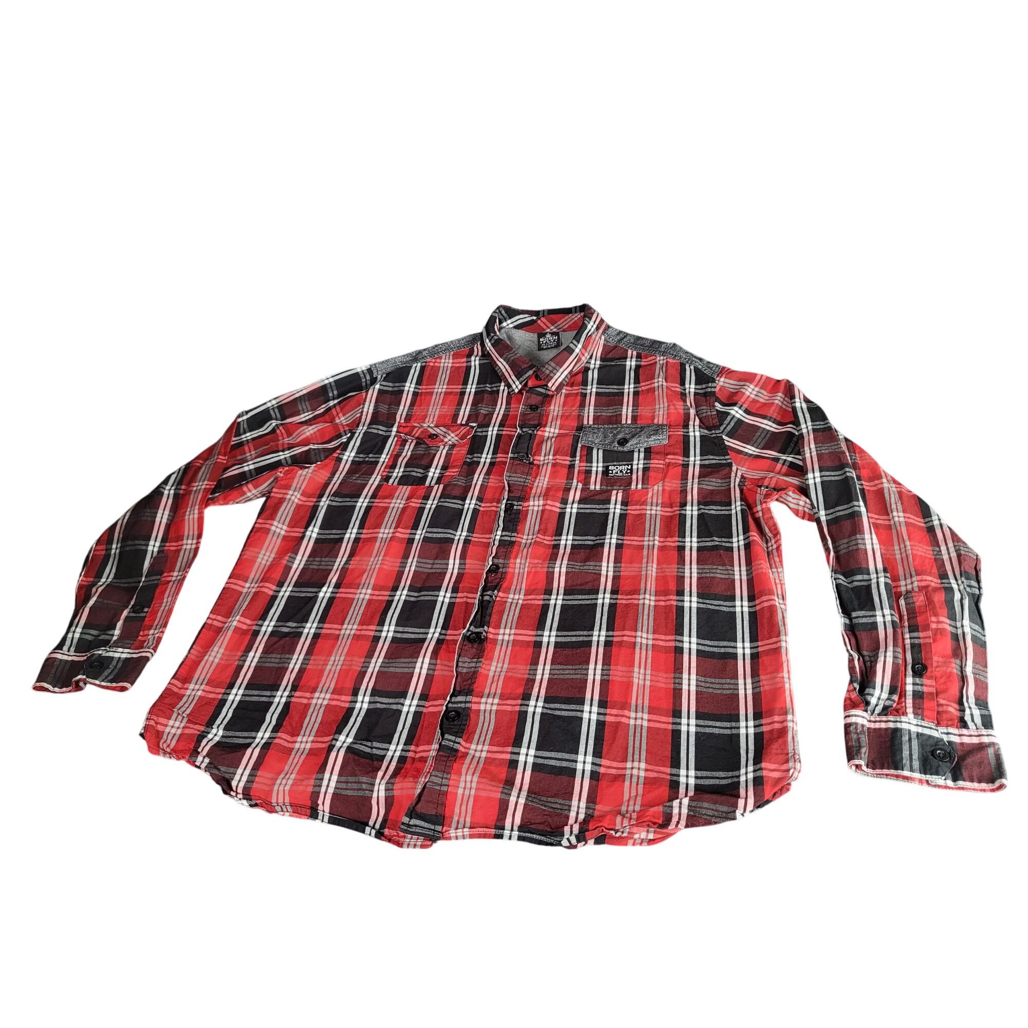 Born Fly Born Fly Red Plaid Button Up Shirt Men Sz 4XL Cotton Plus Si Size US XXL / EU 58 / 5 - 1 Thumbnail