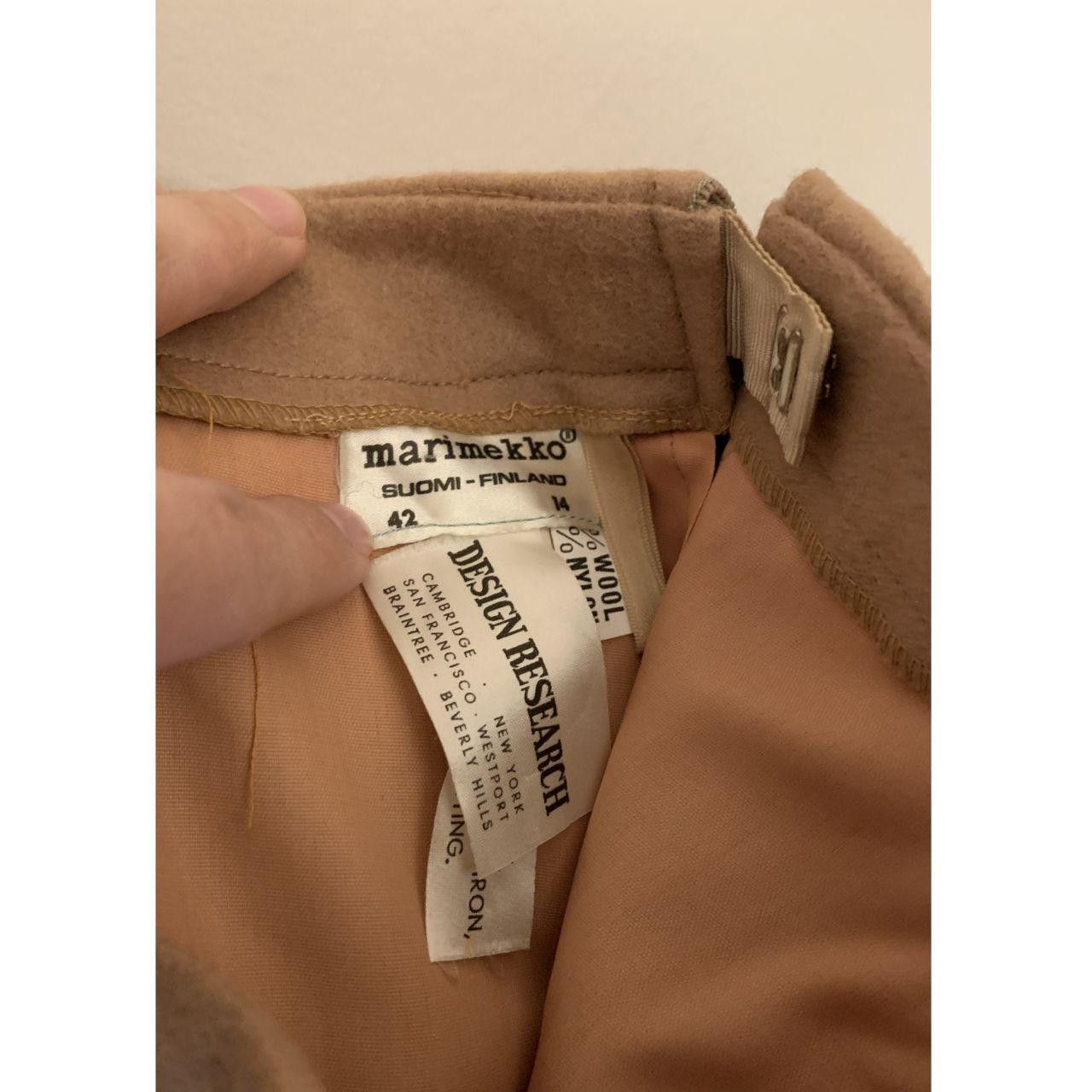 Marimekko 70s Marimekko Design Research Tan Wool Felt Pleat Skirt Size 27" / US 4 / IT 40 - 4 Thumbnail