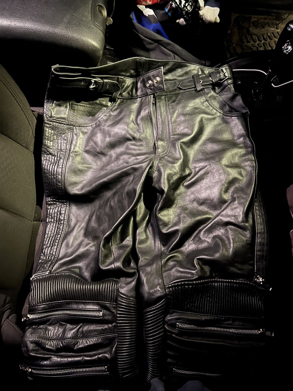 Vintage Black Leather Moto Gothic Pants Size US 33 - 1 Thumbnail