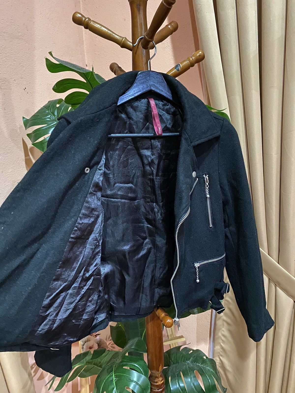 If Six Was Nine × Japanese Brand Black Wool-Blend Biker Jacket | Modern Chic Moto Style Size US XS / EU 42 / 0 - 7 Thumbnail