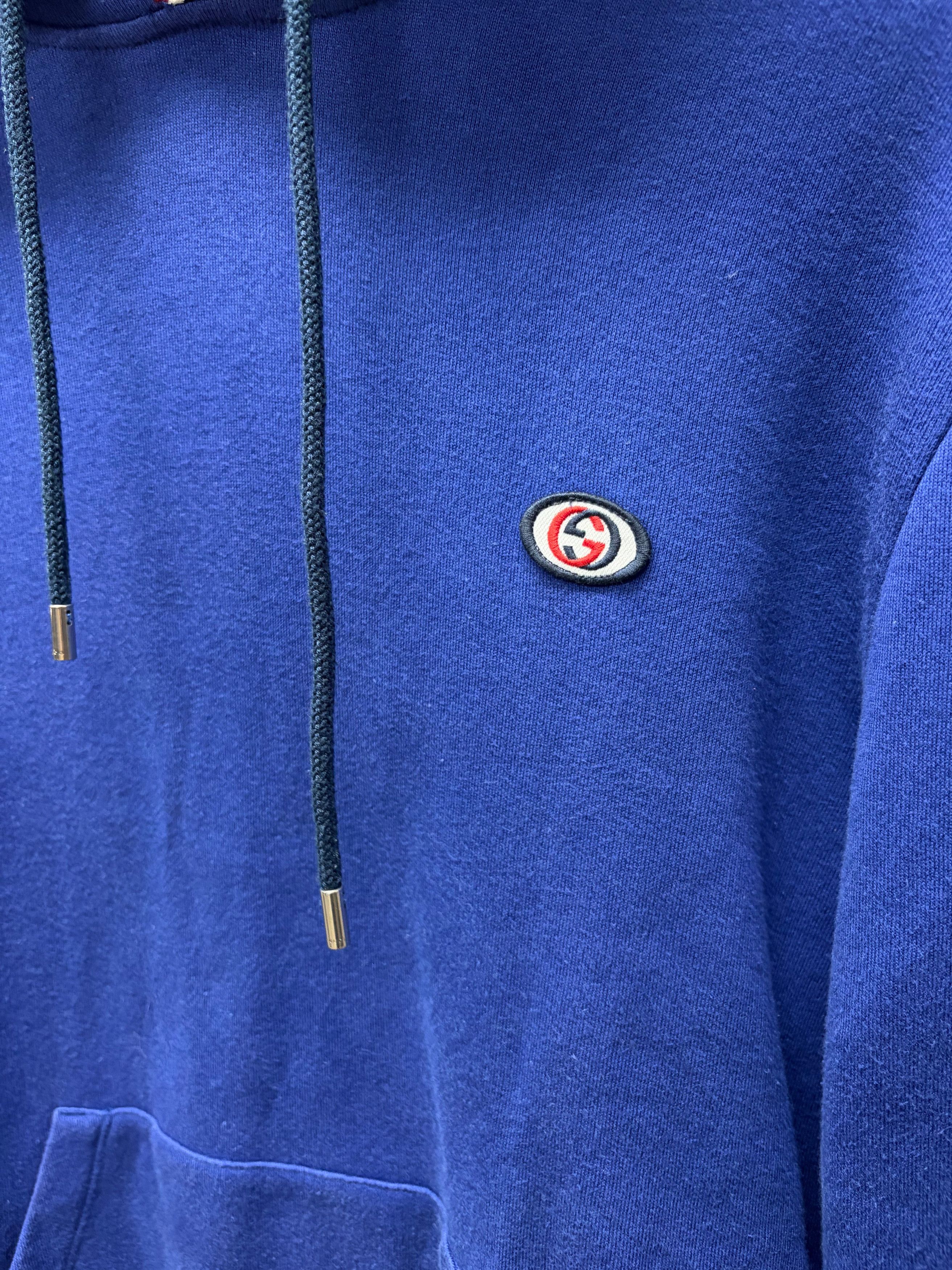 Gucci Gucci ‘GG Interlock Logo’ Blue Striped Detail Hoodie Size US M / EU 48-50 / 2 - 2 Thumbnail