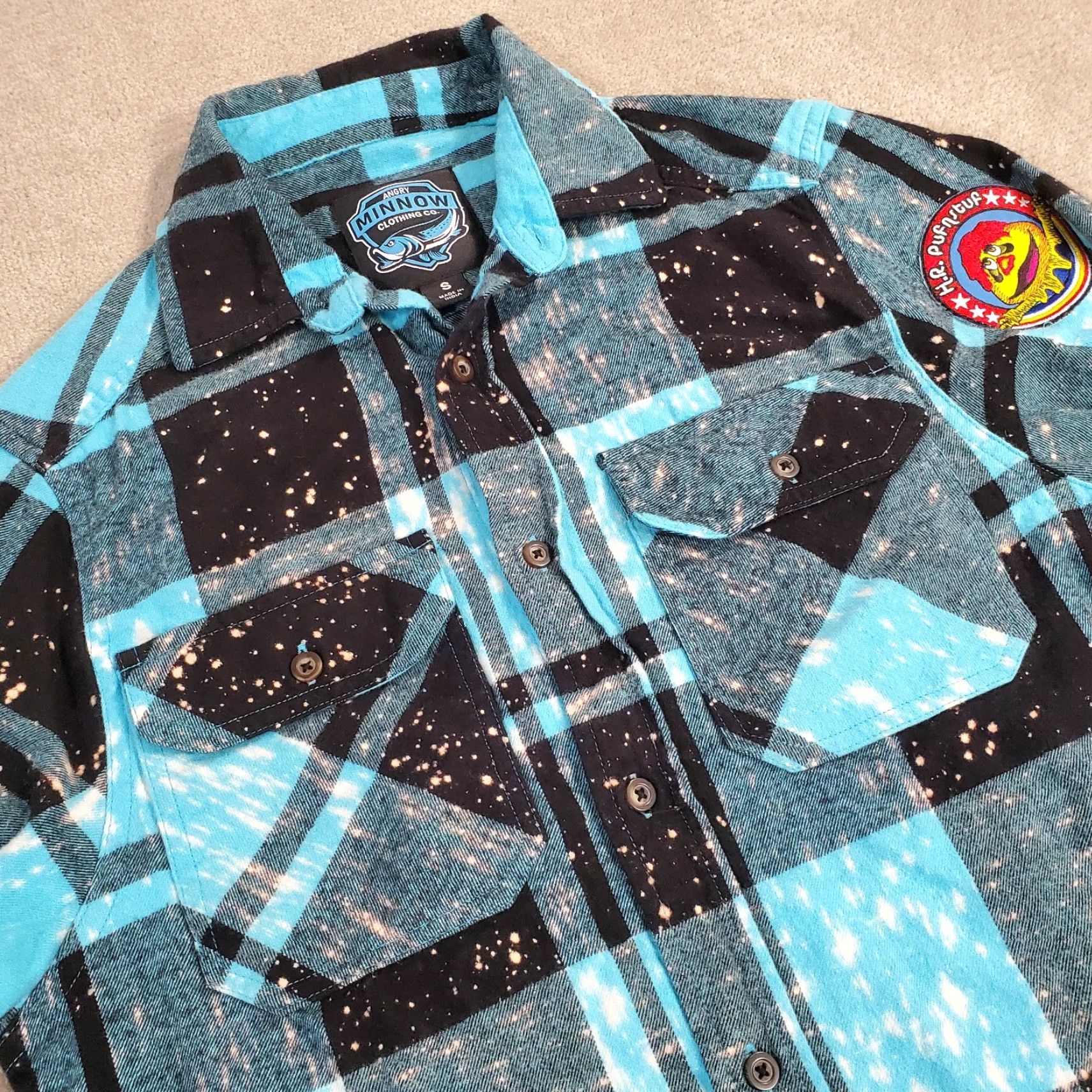Vintage Angry Minnow Flannel Shirt Mens Small Blue Black Button Up Plaid Cotton Casual Outdoor Button-Down Mens S Blues Size US S / EU 44-46 / 1 - 2 Thumbnail