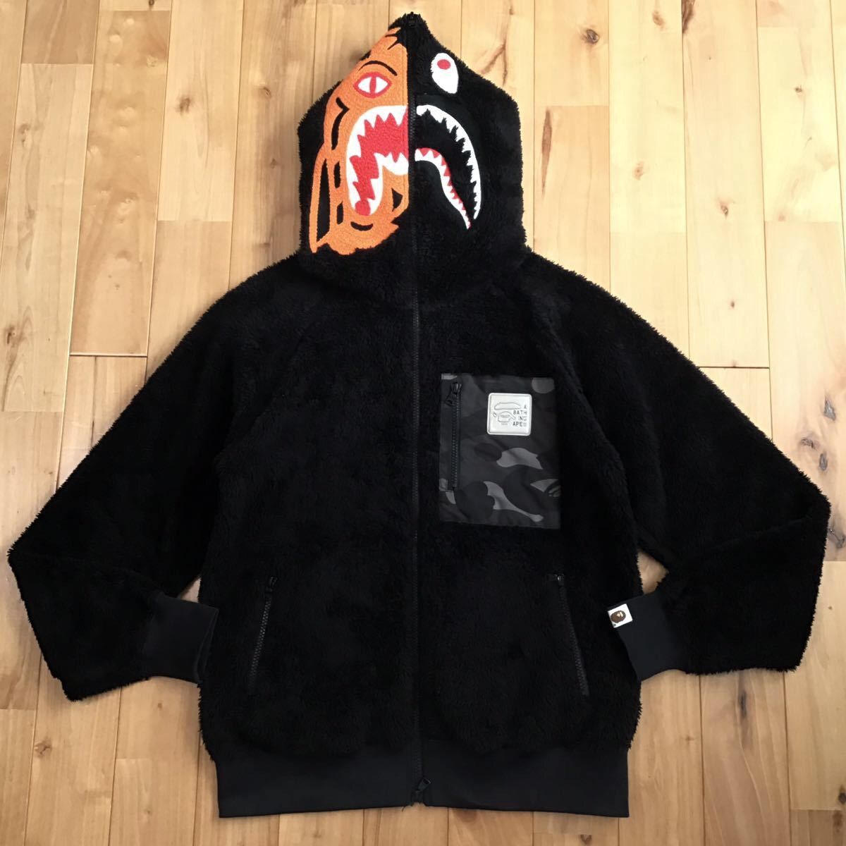 image of Bape Boa Tiger Shark Full Zip Hoodie Black A Bathing Ape, Men's (Size Small)