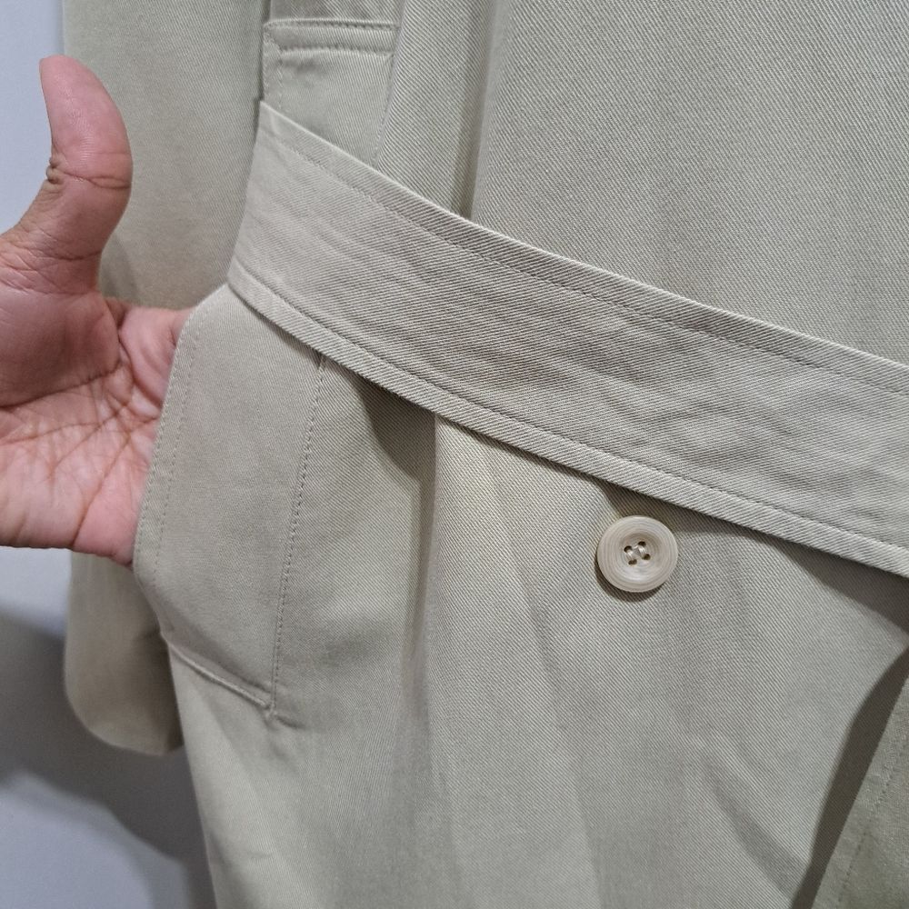 Other Zhou Mo Oversized Trench Coat Tencel Belted No Size Tag Medium Light Olive NWT Size M / US 6-8 / IT 42-44 - 13 Thumbnail