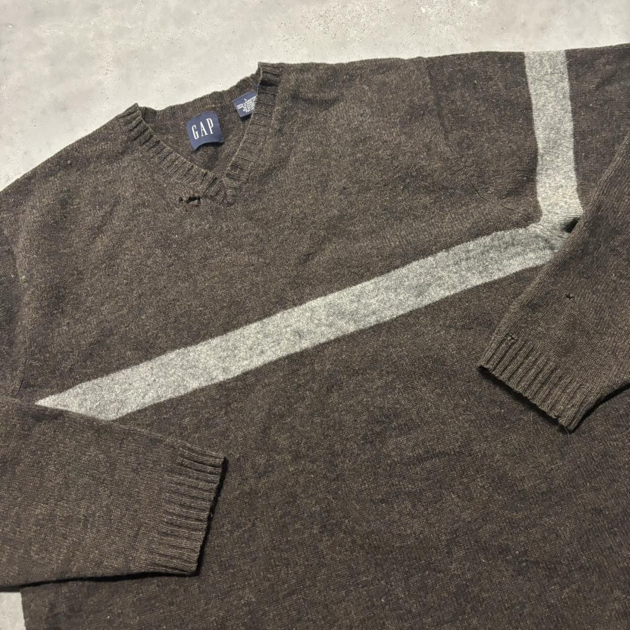 Japanese Brand × Vintage Crazy Vintage Y2K/2000s Brown Striped Lambswool Fall Essential Sweater! Size US M / EU 48-50 / 2 - 3 Thumbnail
