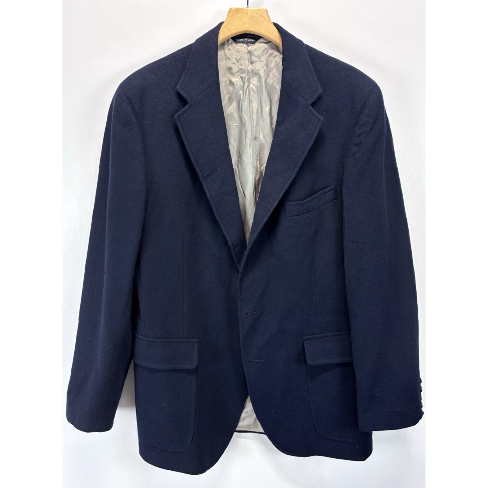 Vintage VINTAGE Ralph Lauren Polo University Blazer Wool Sport Coat Jacket Men’s 44 Navy Solid University Theme 2-Button 32" Regular Large Size US XXL / EU 58 / 5 - 5 Thumbnail