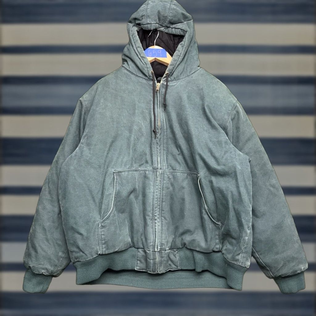 Vintage Cabela's Jacket Mens 2XLT Tall Roughneck Quilted Lined Insulated Canvaswear Bomber Jacket Wind-Resistant Pockets Zip Front Hooded Weathergear Size US XXL / EU 58 / 5 - 1 Thumbnail