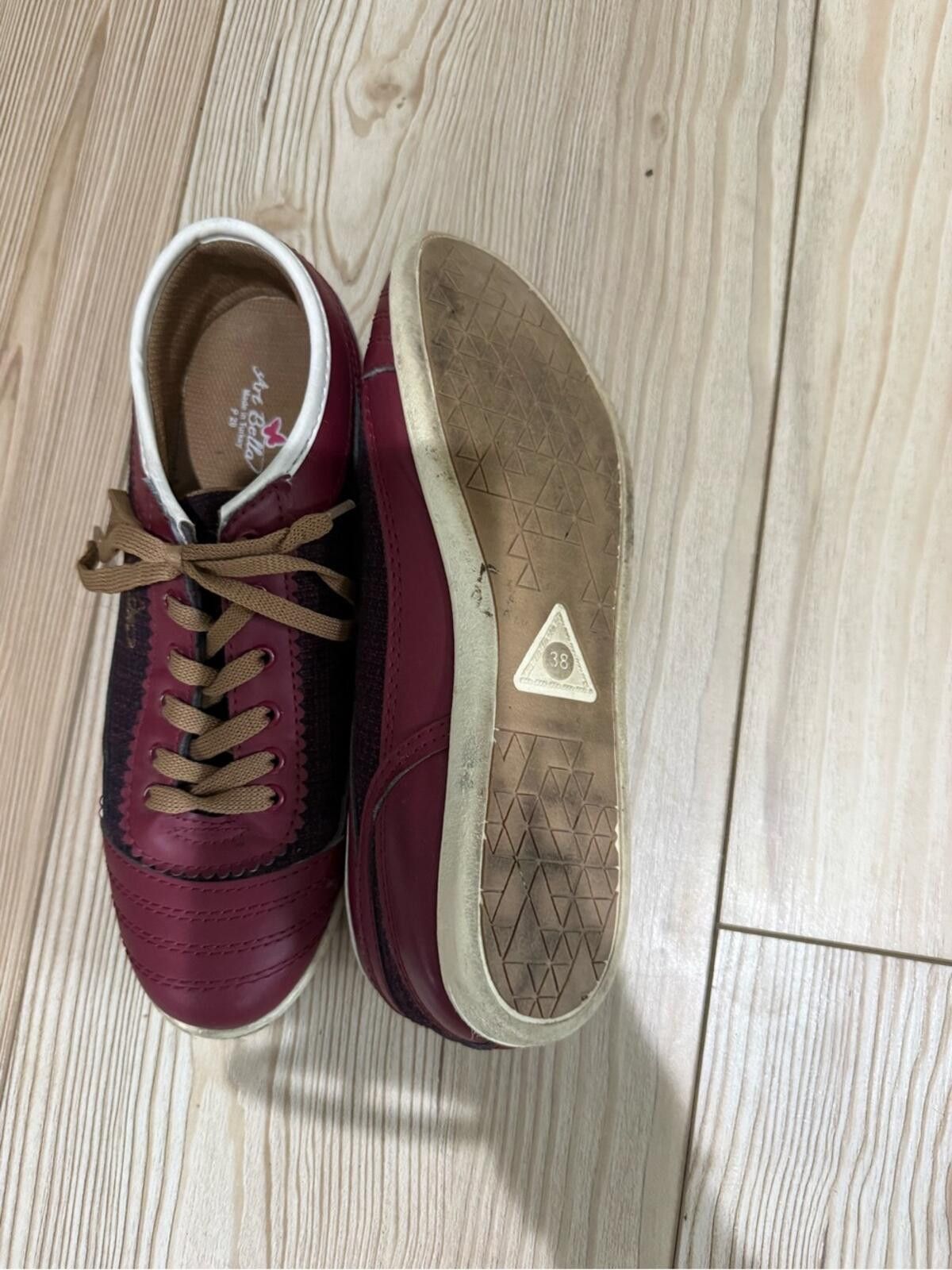Other Women's Burgundy Casual Lace-Up Sneakers Size US 7.5 / IT 37.5 - 3 Thumbnail