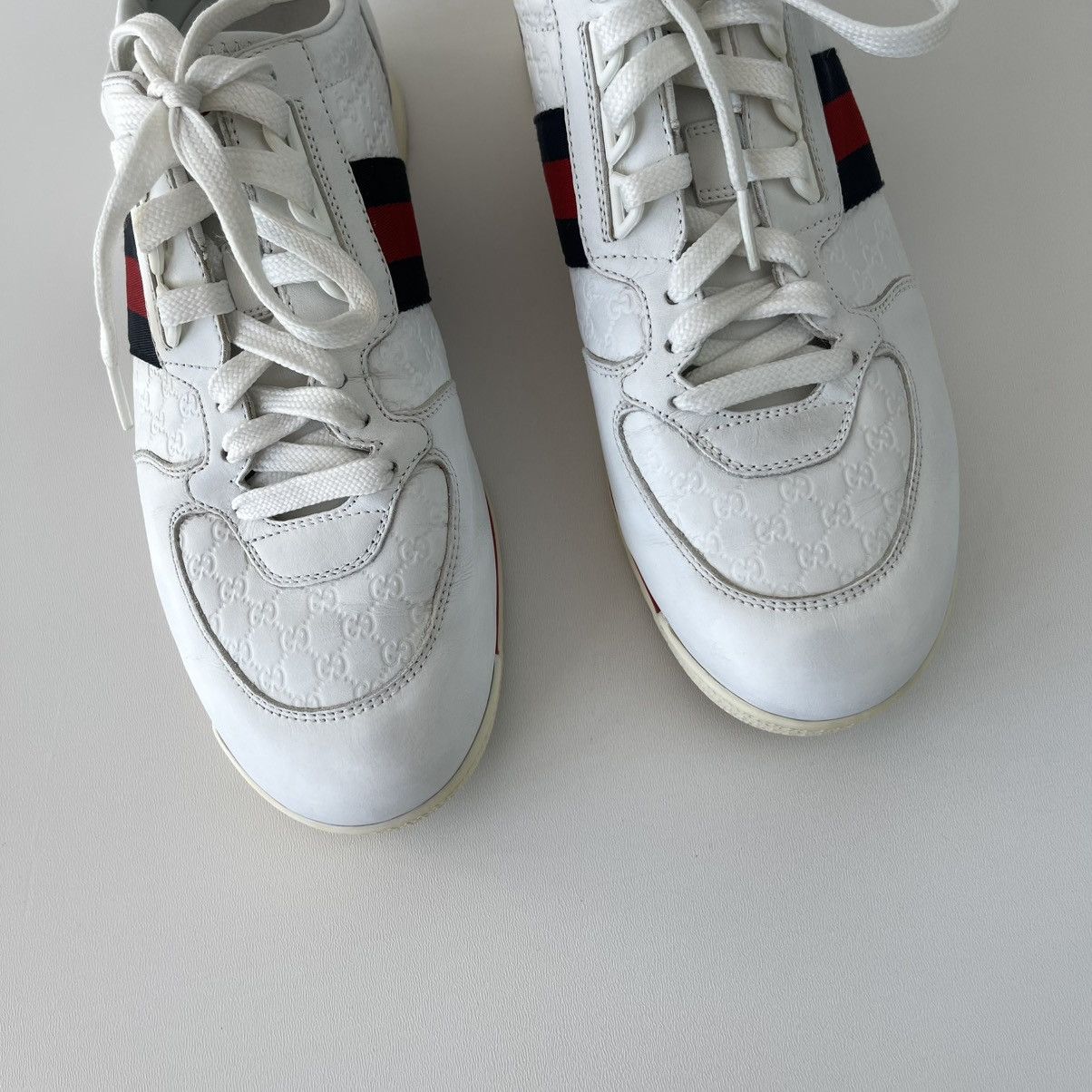 Gucci Gucci Web Leather Monogram Vintage Sneakers White 233334 Size US 7.5 / EU 40-41 - 8 Thumbnail