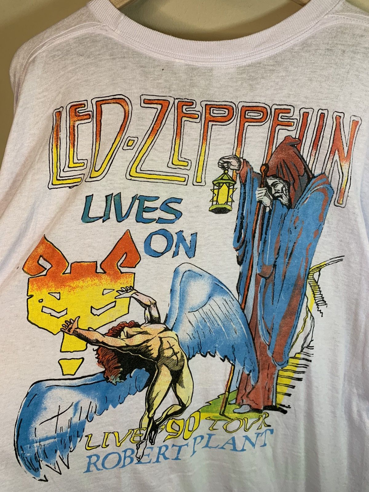 Band Tees × Led Zeppelin × Vintage *RARE* Vintage 1990 Led Zeppelin Robert Plant Art Band Shirt Size US XXL / EU 58 / 5 - 3 Thumbnail