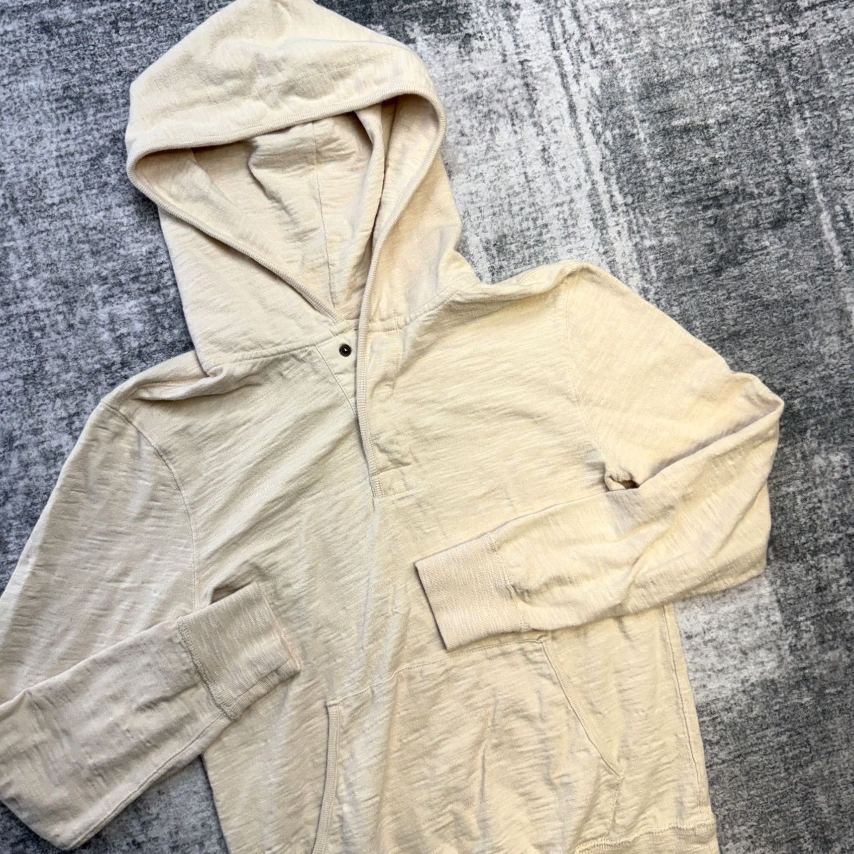 J.Crew J.CREW Hoodie Mens Small Ivory Slam Button Slub Cotton Pullover Beach Shirt? Size US S / EU 44-46 / 1 - 2 Thumbnail