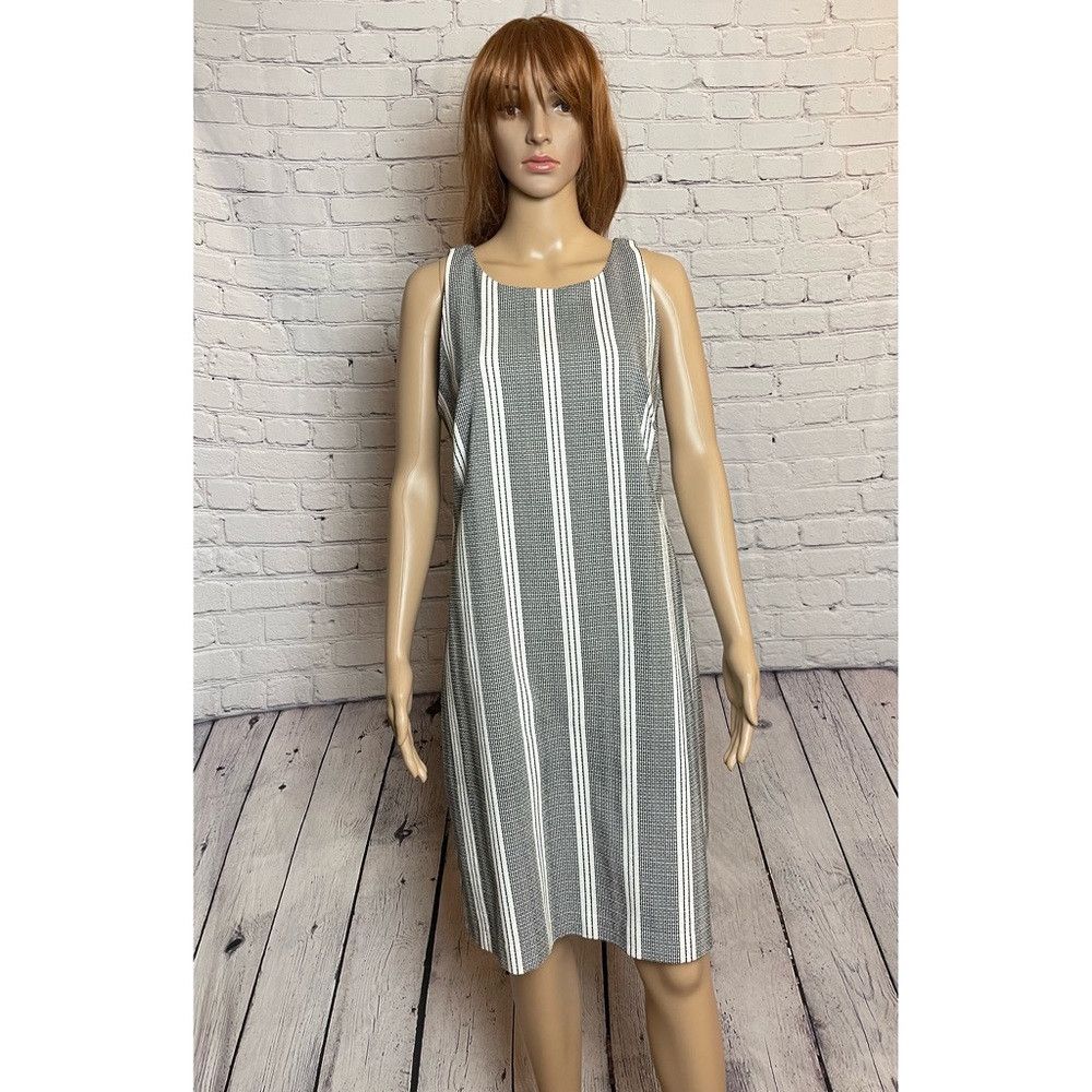 Ann Taylor NWT New $129 Ann Taylor Black White Sleeveless Cotton Dress Size XL / US 12-14 / IT 48-50 - 2 Thumbnail