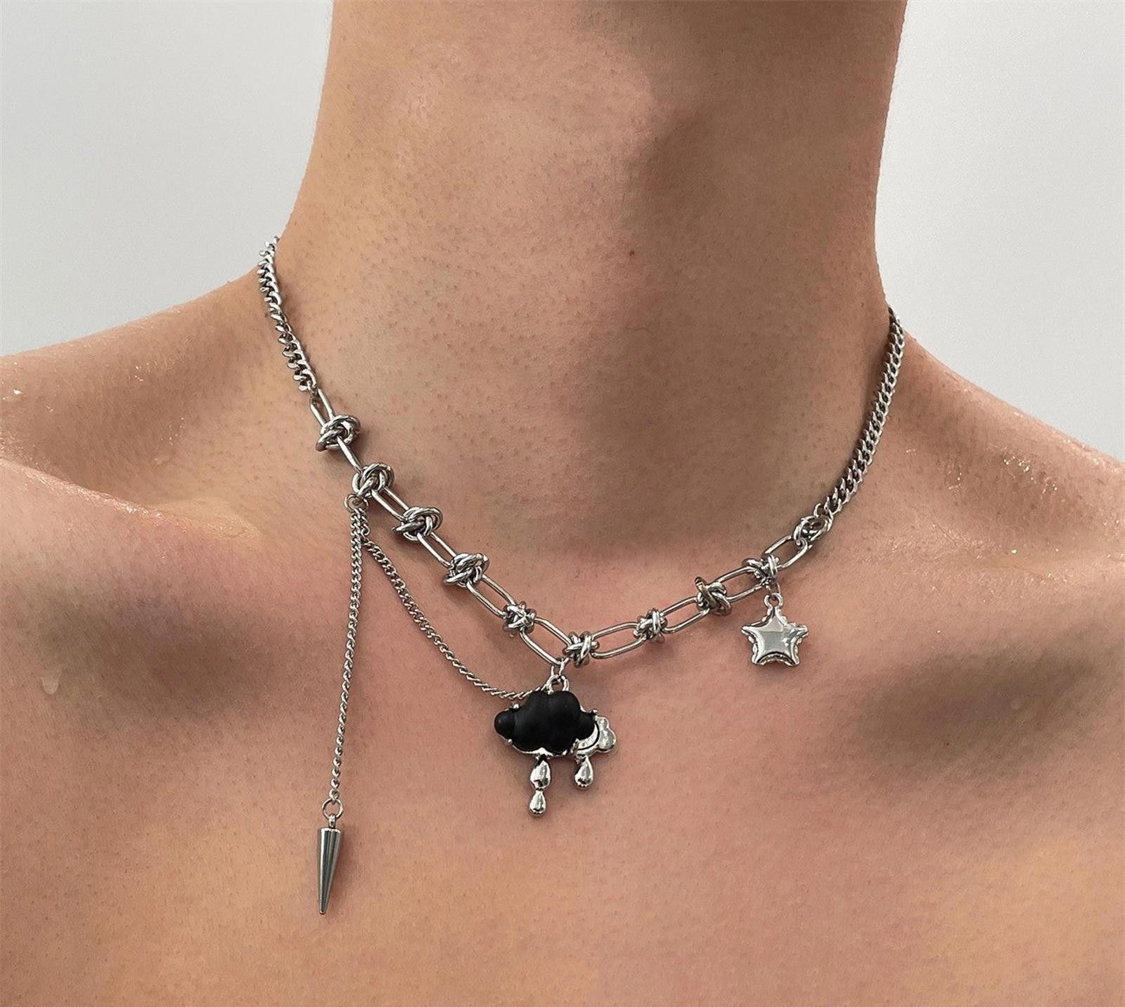 Jewelry Silver Chain Necklace with Cloud Charm Size ONE SIZE - 3 Thumbnail