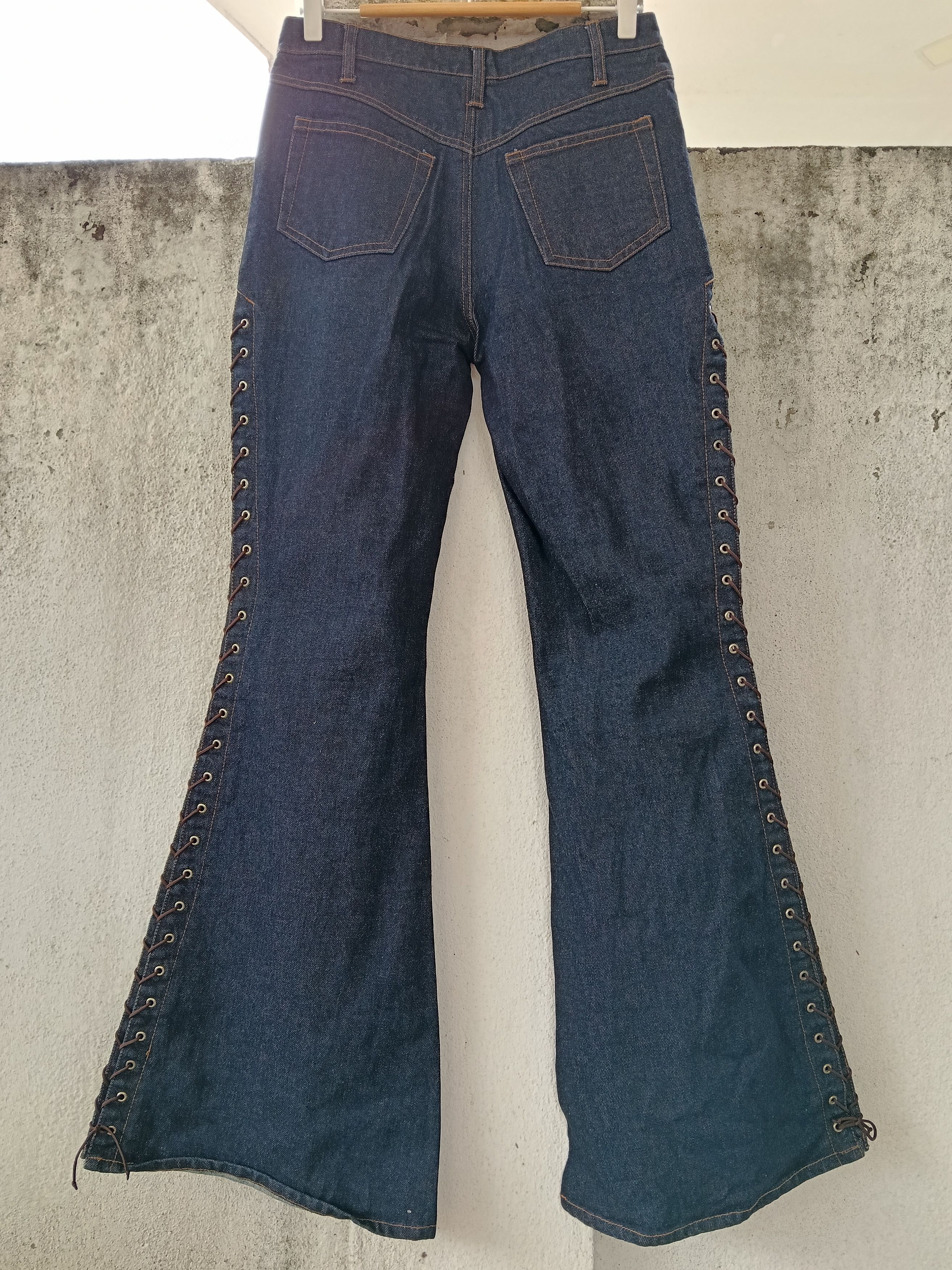 Japanese Brand 💥 Fifty's Campany Lace Up Wide Leg Denim💥 Size US 30 / EU 46 - 8 Thumbnail