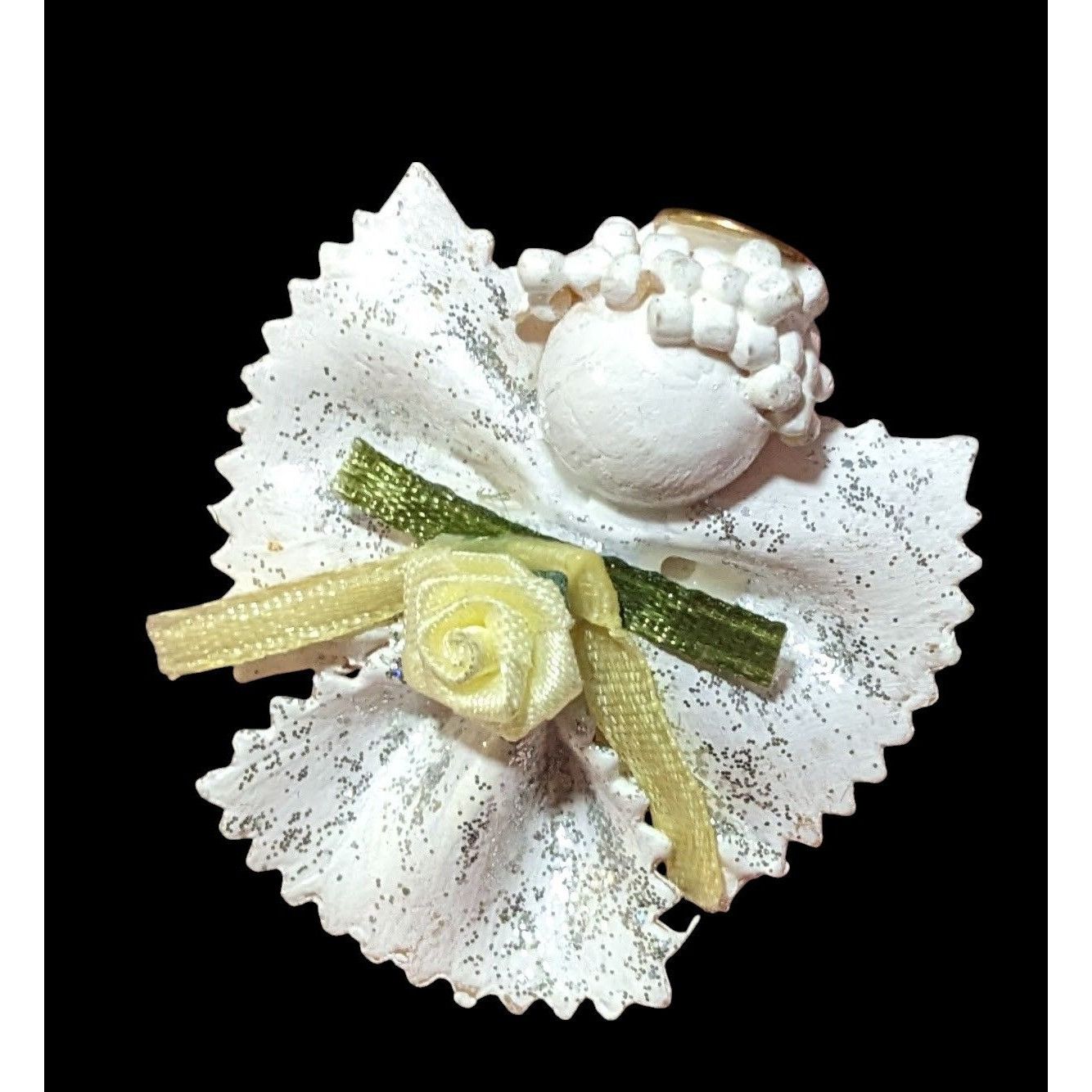 Other Vintage White Painted Pasta Floral Angel Brooch Size ONE SIZE - 3 Thumbnail