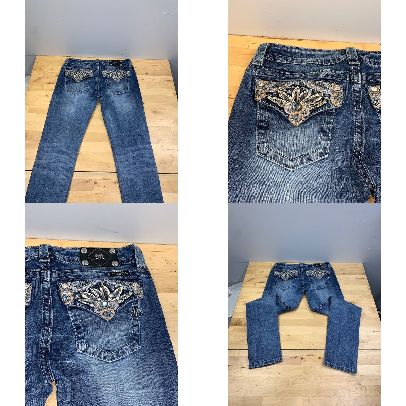 Miss Me Miss Me Jeans Women 28 Blue Ankle Skinny 5-Pocket Embroidered Denim Vintage: No Y2K Style, Regular Inseam 29” Size 28" / US 6 / IT 42 - 9 Thumbnail