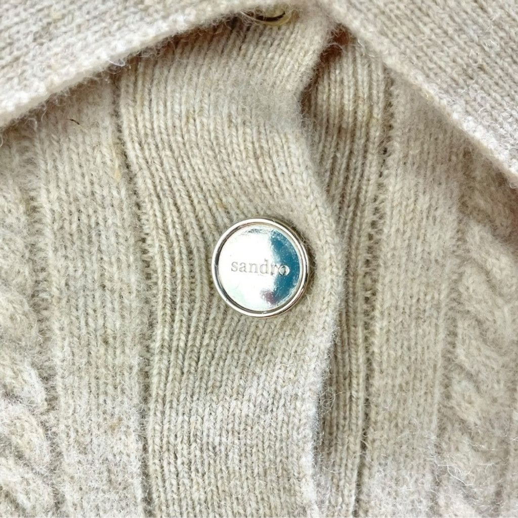 Sandro Sandro Gotham Oversized Collar Beige Wool Sweater 0 (XS) Size XS / US 0-2 / IT 36-38 - 6 Thumbnail